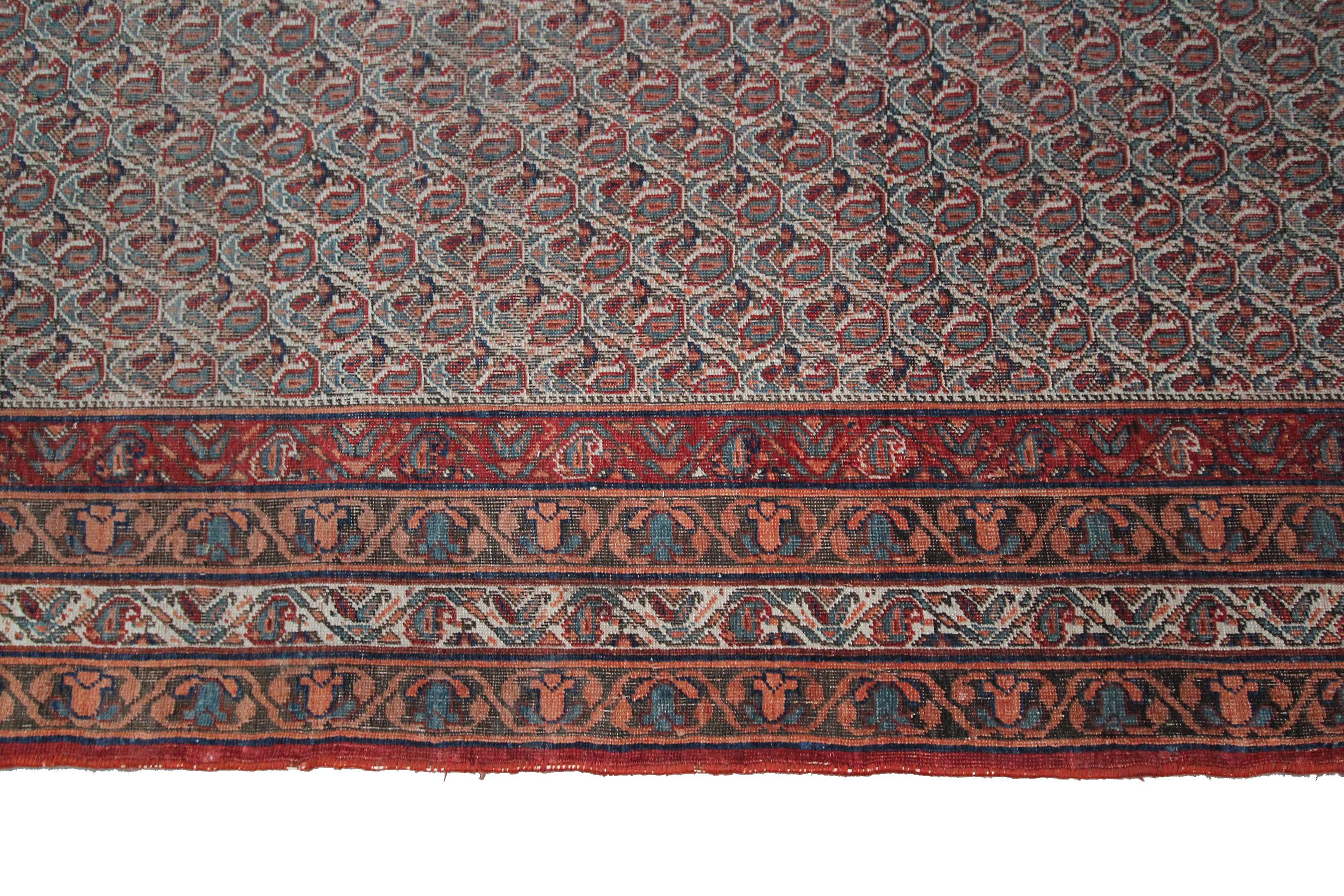 Bijar persan ancien Bijar antique pré-1900, motif géométrique, 10 x 15 cm Bon état - En vente à New York, NY