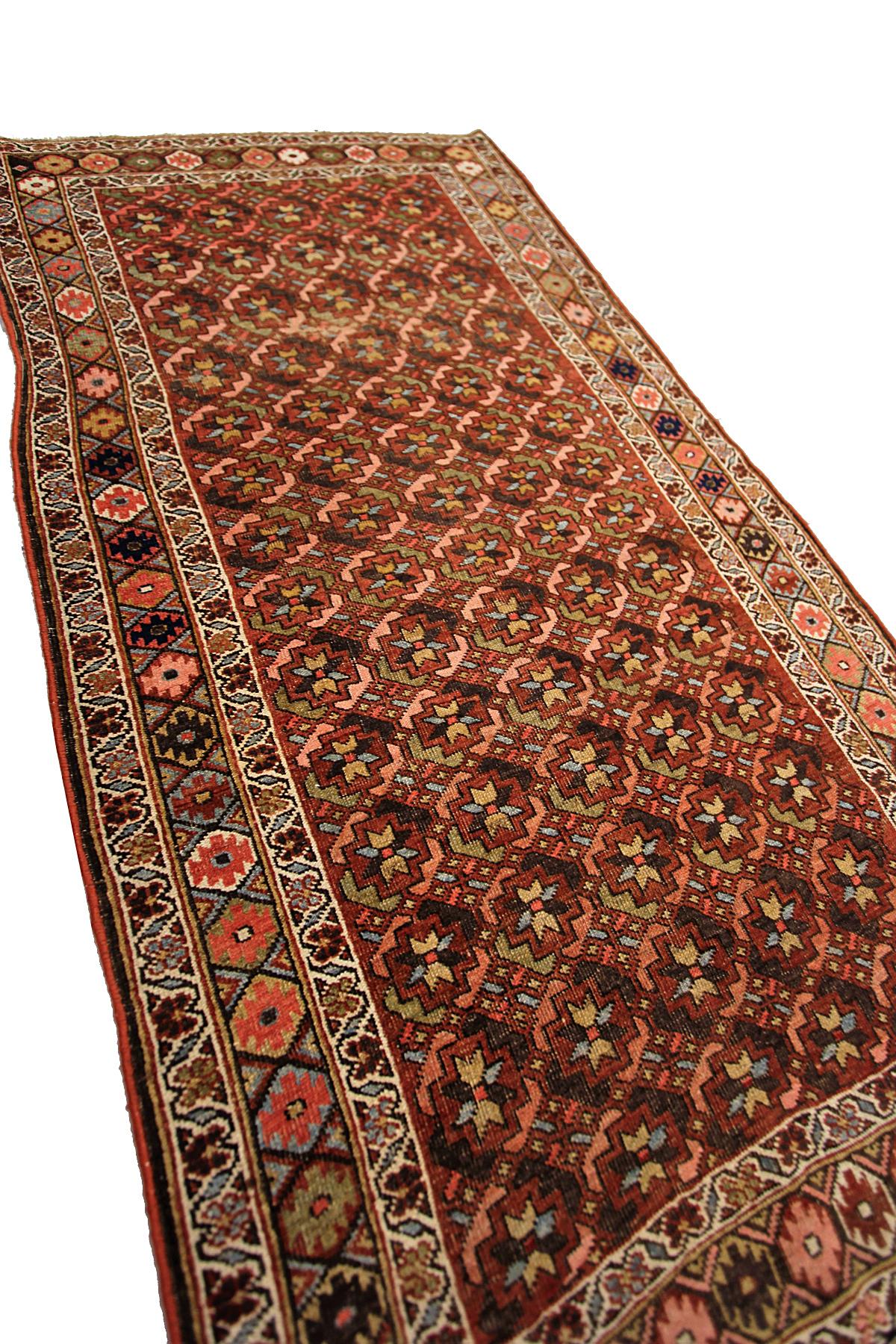 Hand-Knotted Antique Persian Bijar Antique Bijar Pre-1900 Geometric Overall 4x7 For Sale