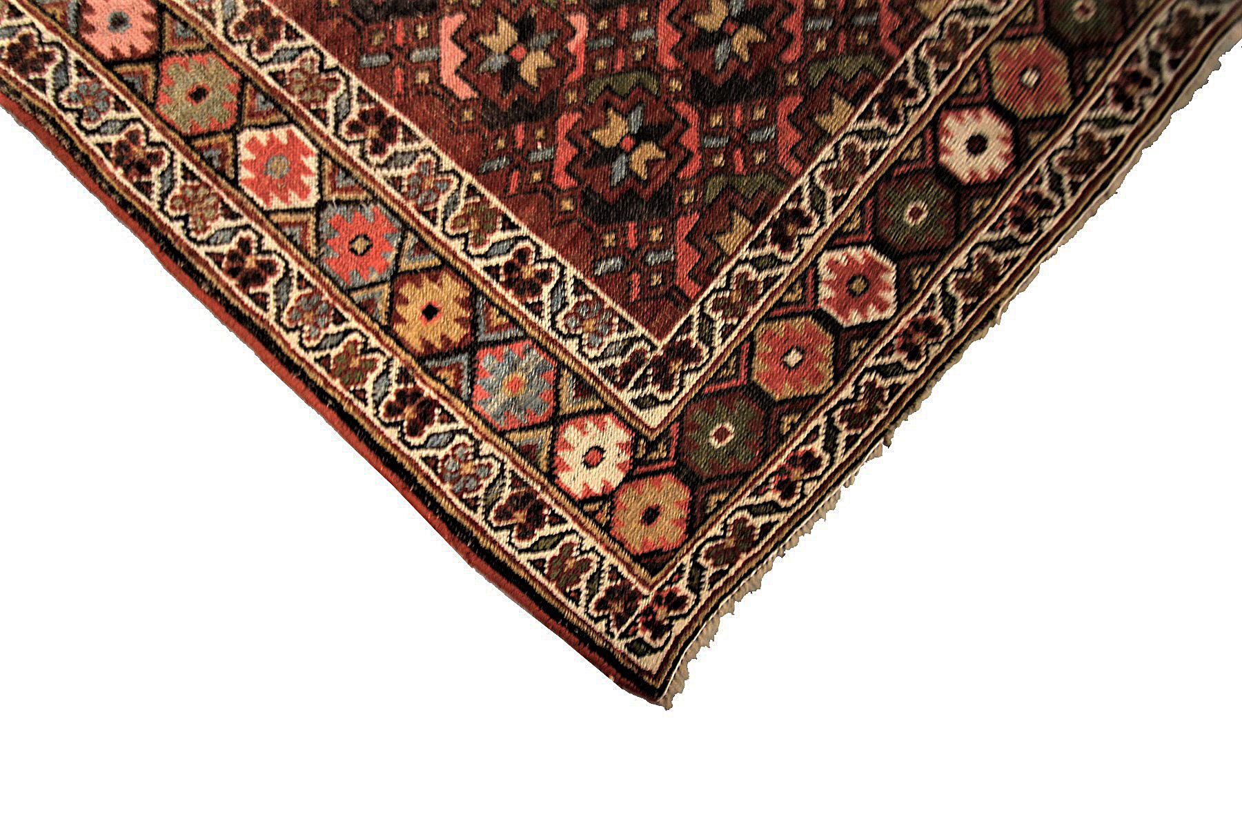 Wool Antique Persian Bijar Antique Bijar Pre-1900 Geometric Overall 4x7 For Sale