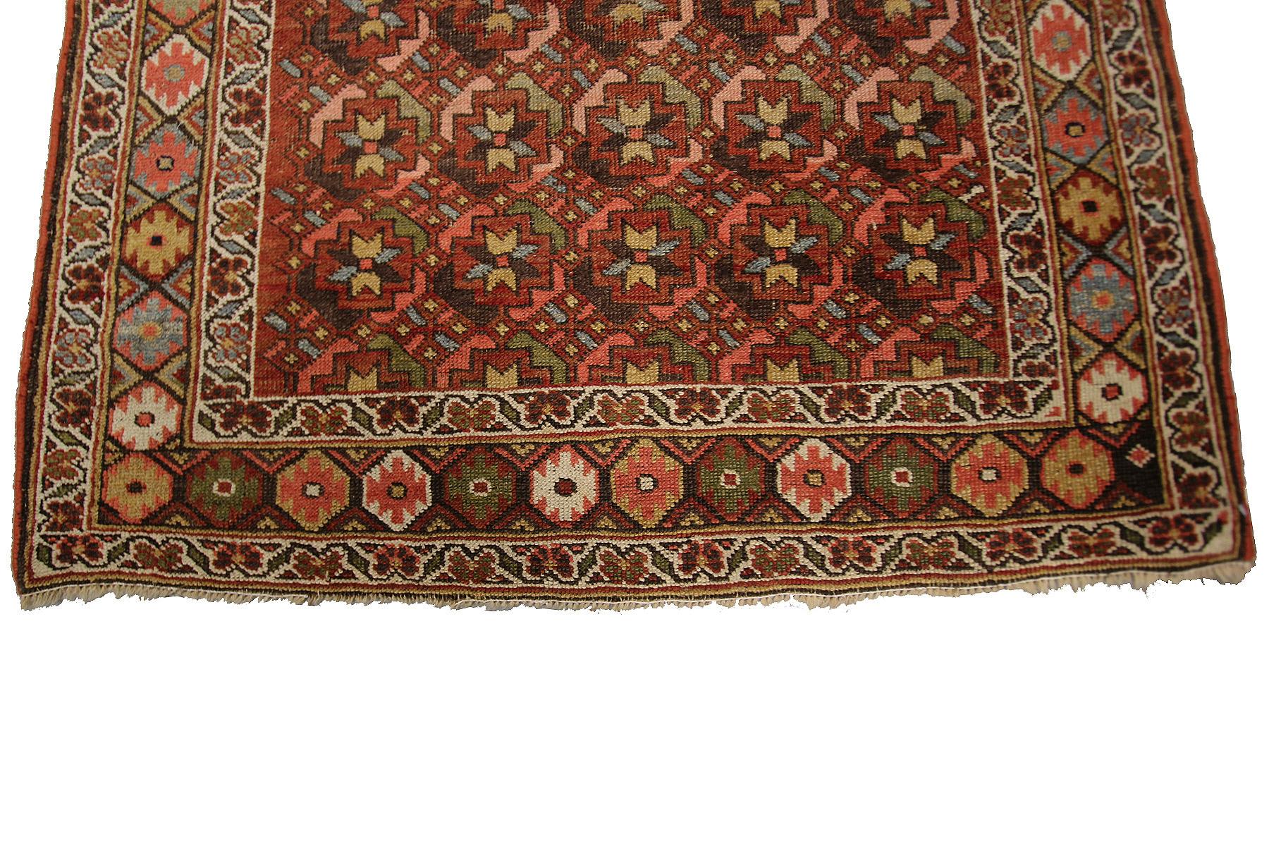 Laine Bijar persan ancien Bijar antique pré-1900 géométrique 4 x 7 en vente