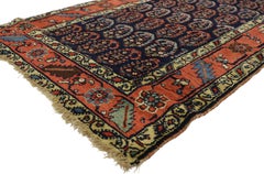 Antique Persian Bijar Runner with Boteh Design and Modern Victorian Style