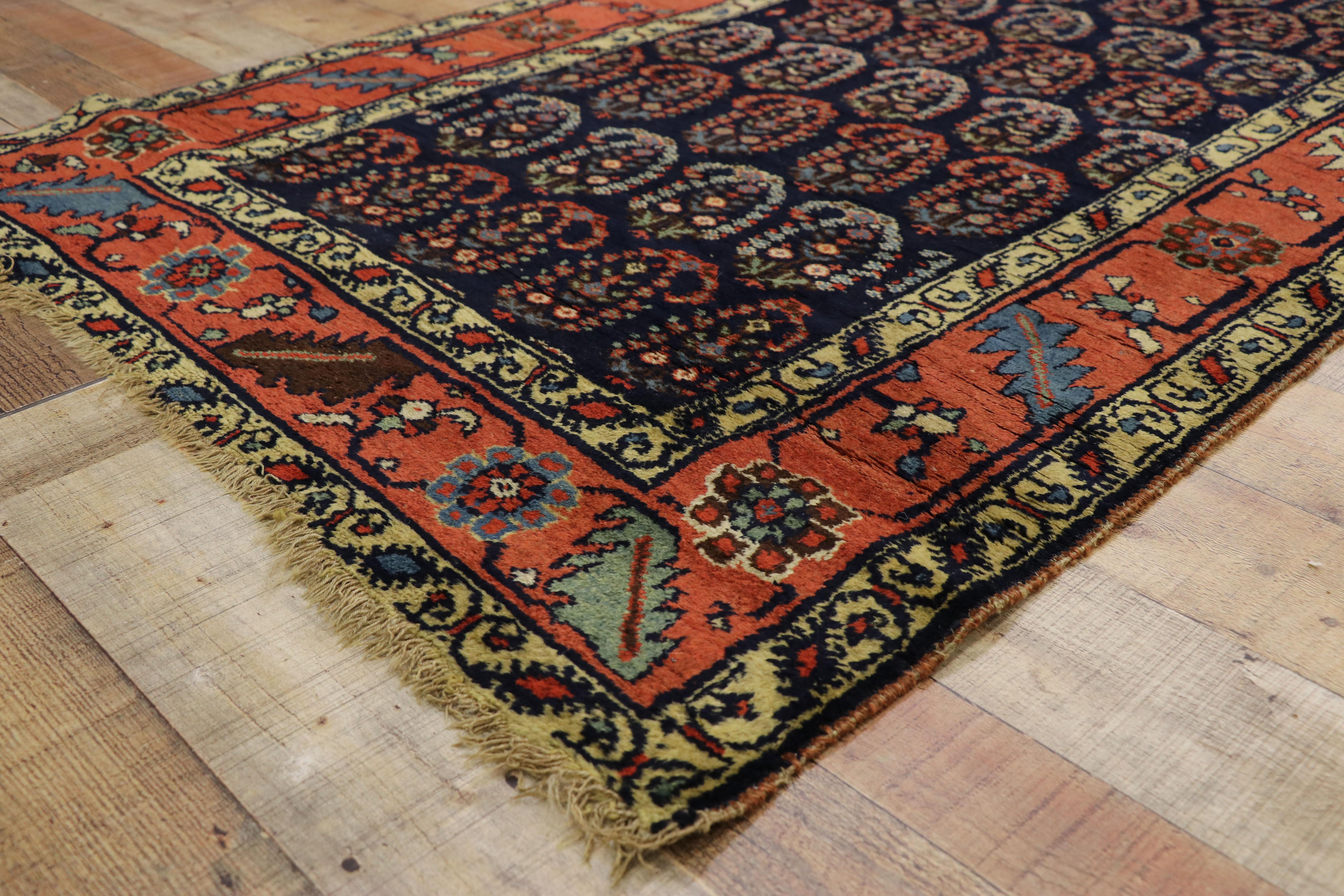 XX secolo Antico runner persiano Bijar con design Boteh e stile vittoriano moderno in vendita