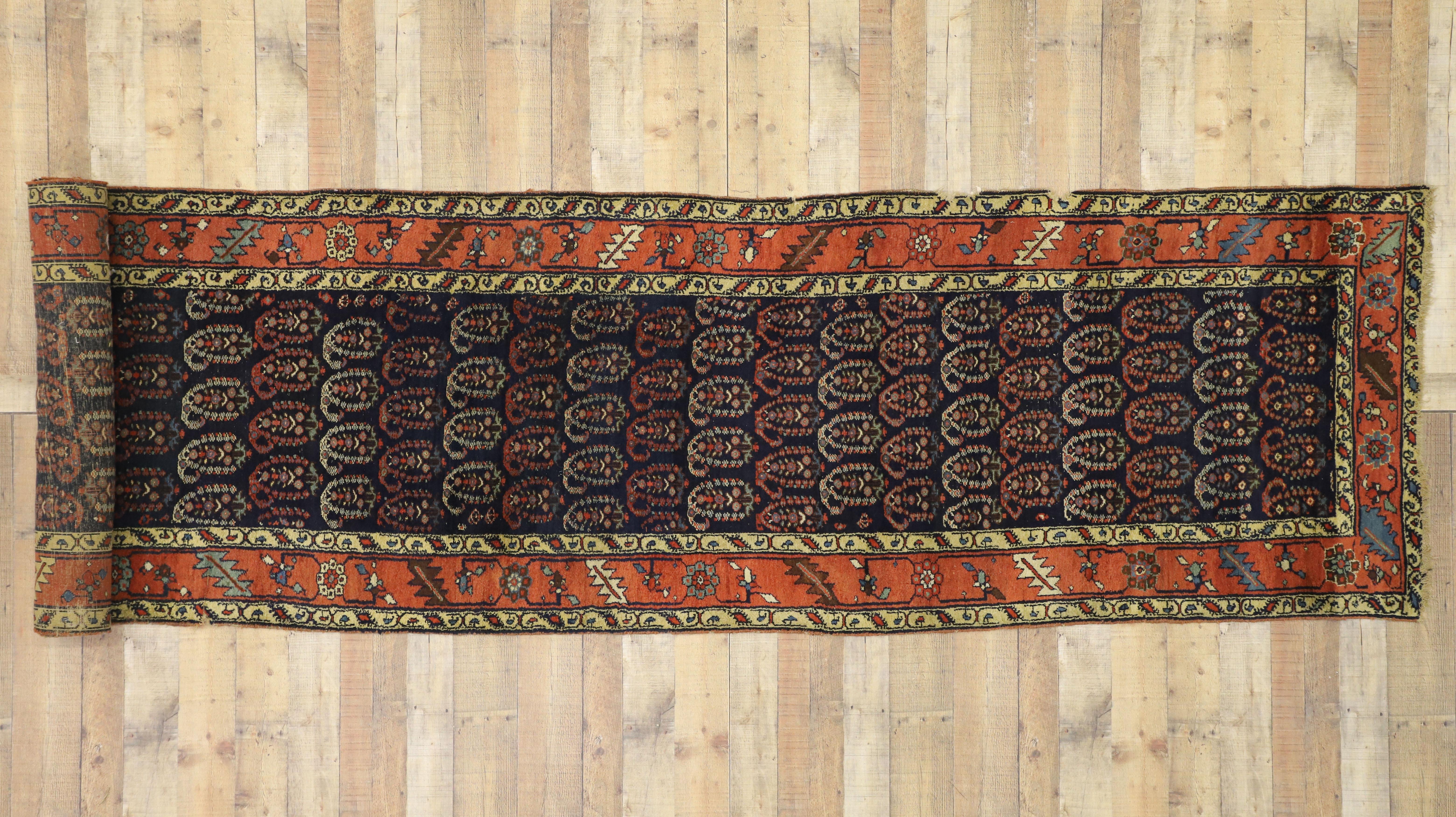 Antico runner persiano Bijar con design Boteh e stile vittoriano moderno in vendita 1