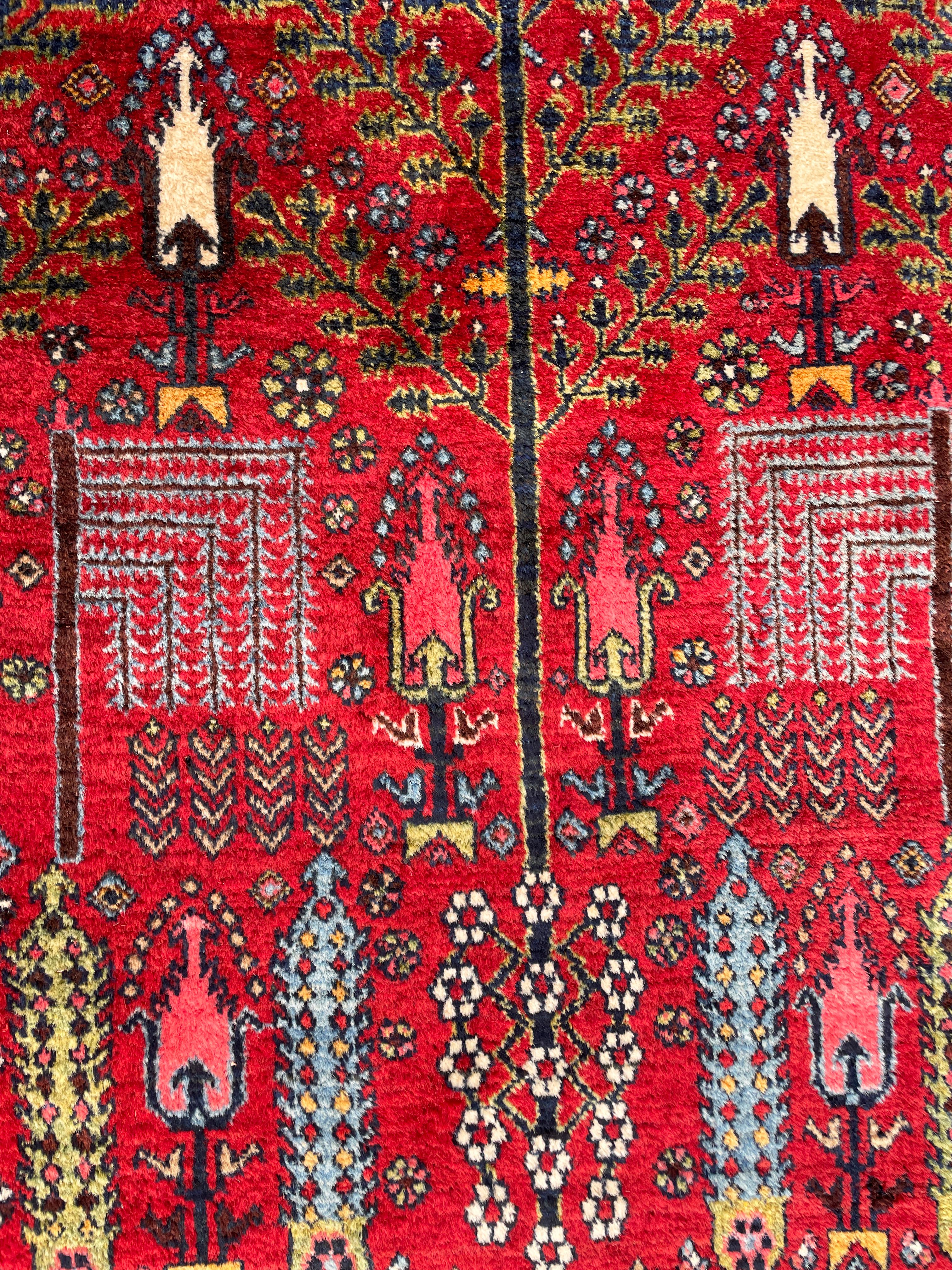 Antique Persian Bijar Halvayi Carpet, Forest Design For Sale 3