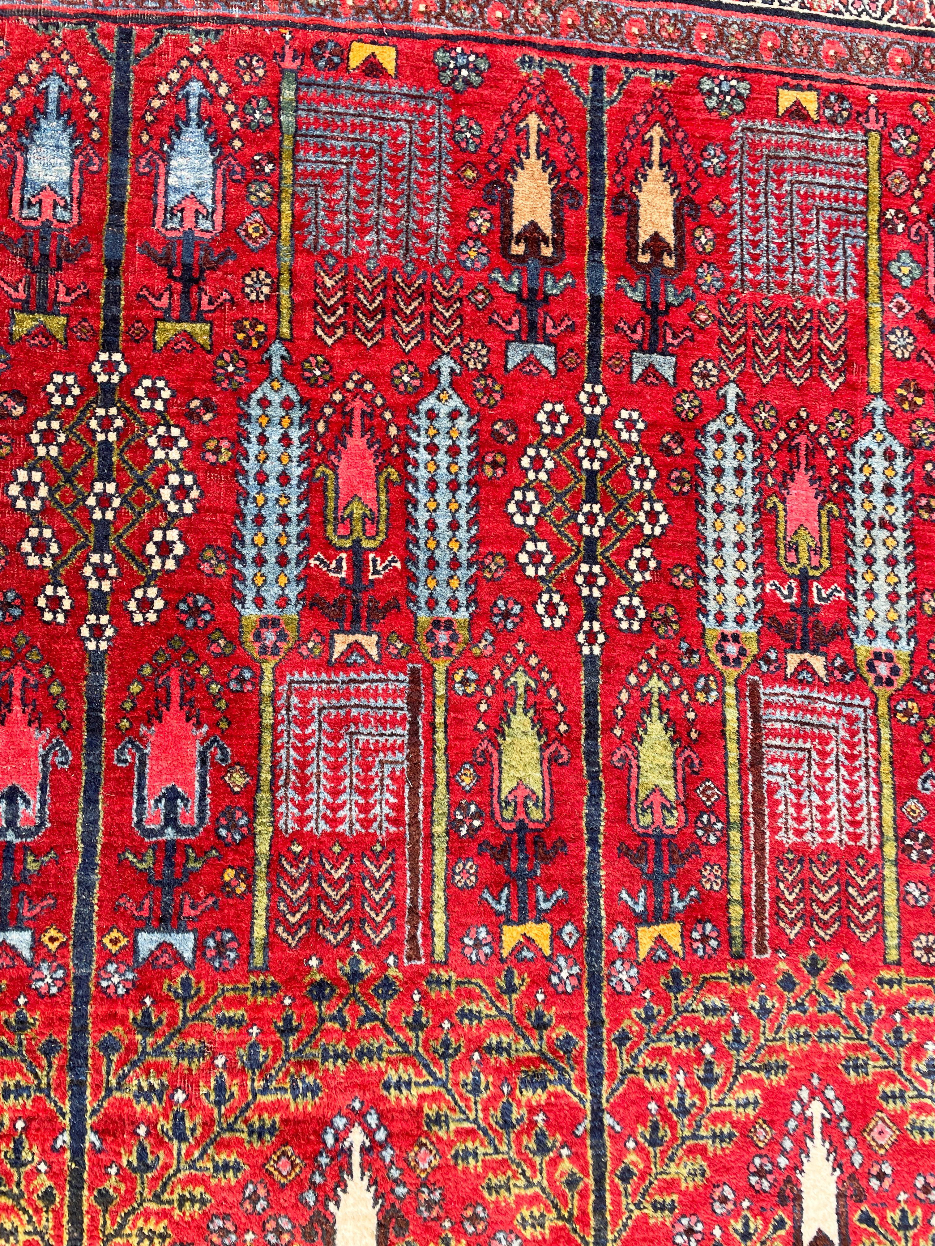 Antique Persian Bijar Halvayi Carpet, Forest Design For Sale 4