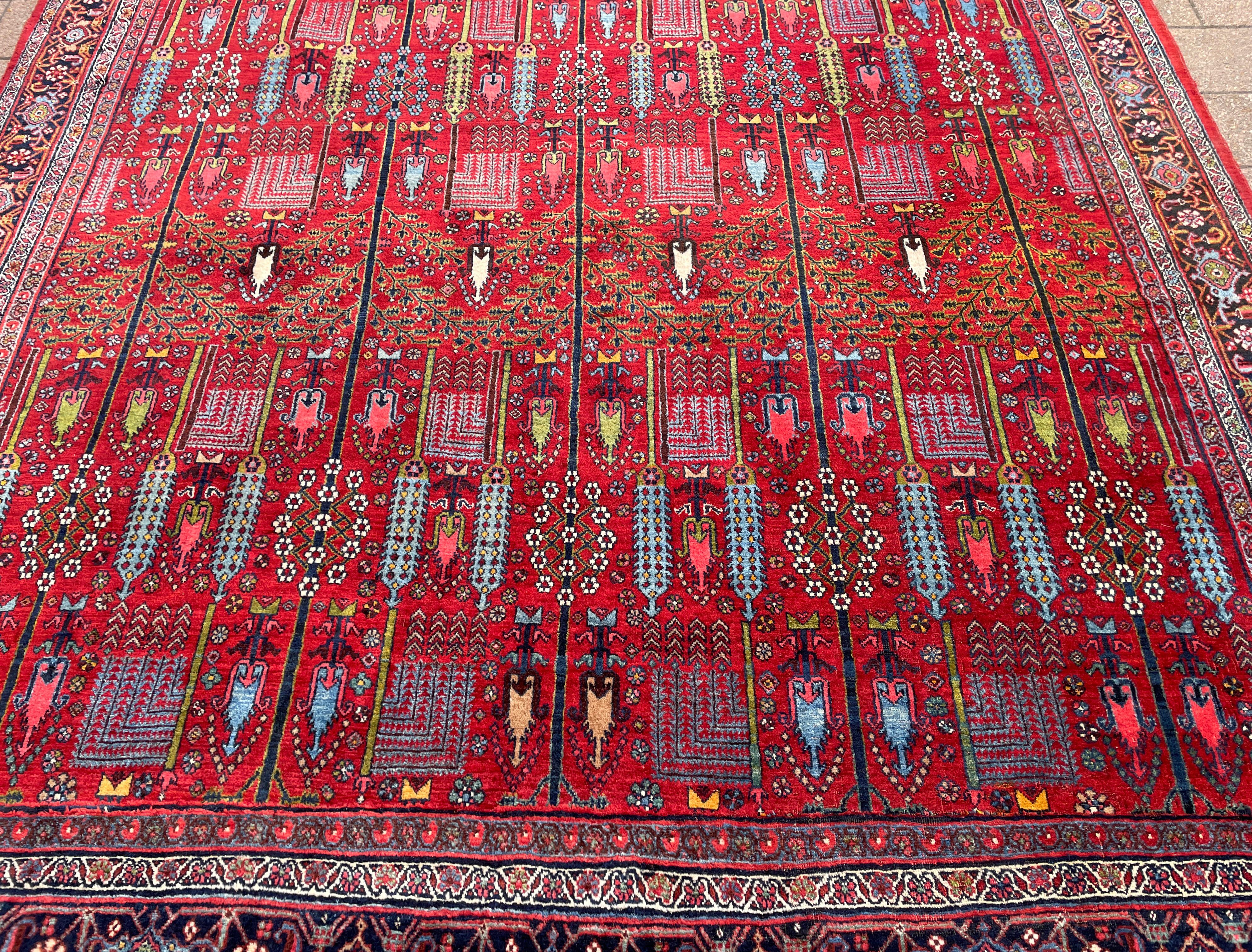 Antique Persian Bijar Halvayi Carpet, Forest Design For Sale 5