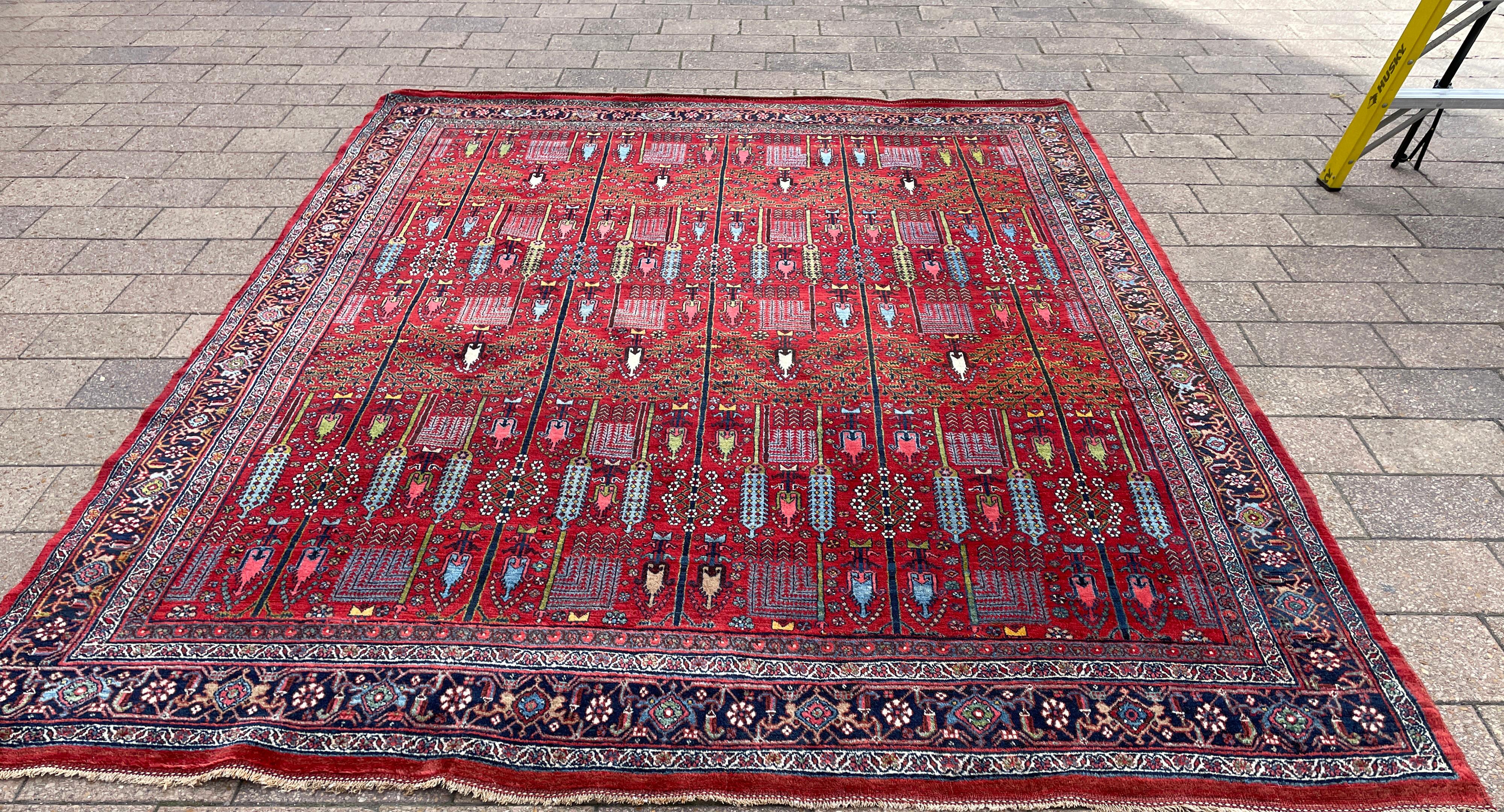 Antique Persian Bijar Halvayi Carpet, Forest Design For Sale 6