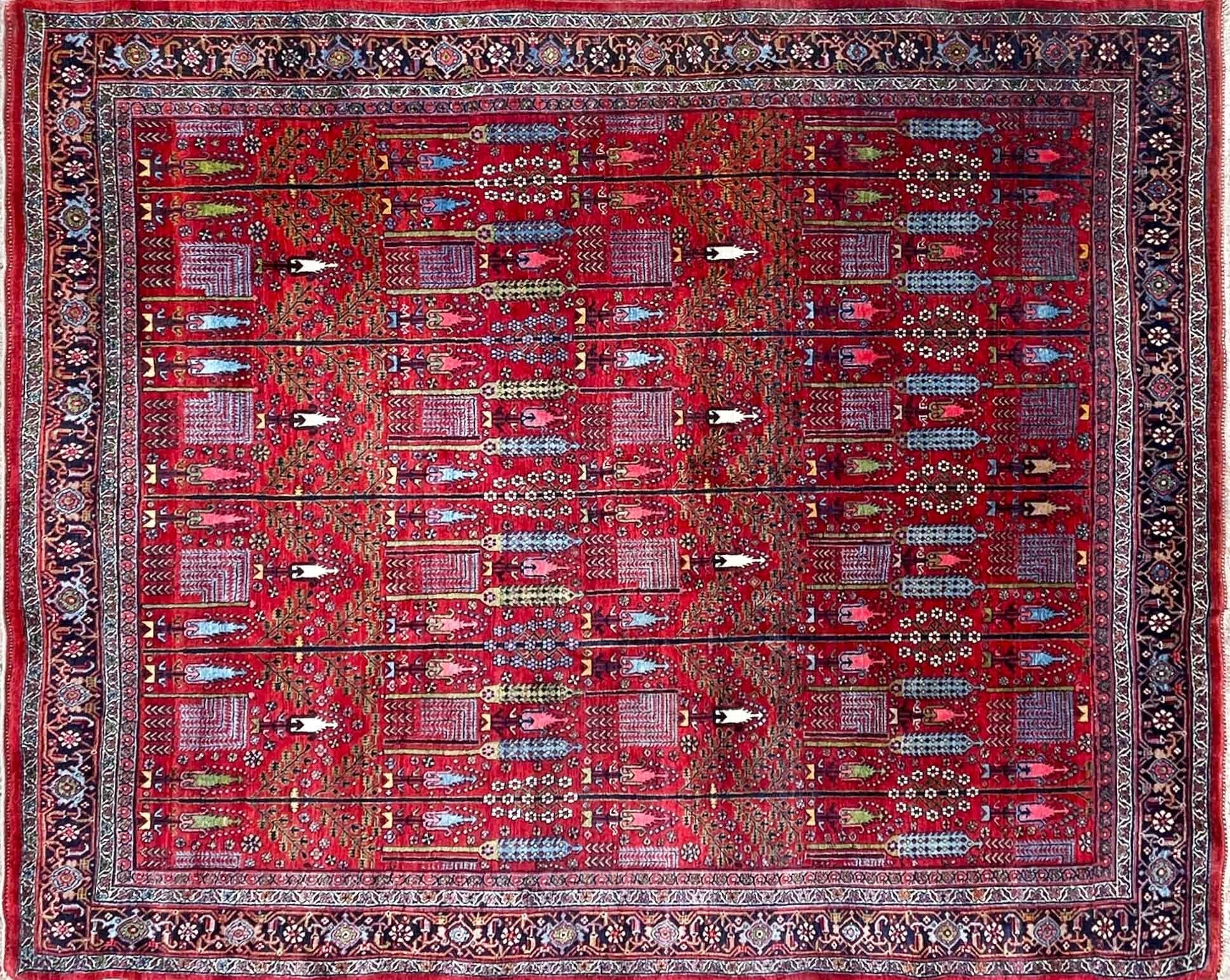 Antique Persian Bijar Halvayi Carpet, Forest Design For Sale 1