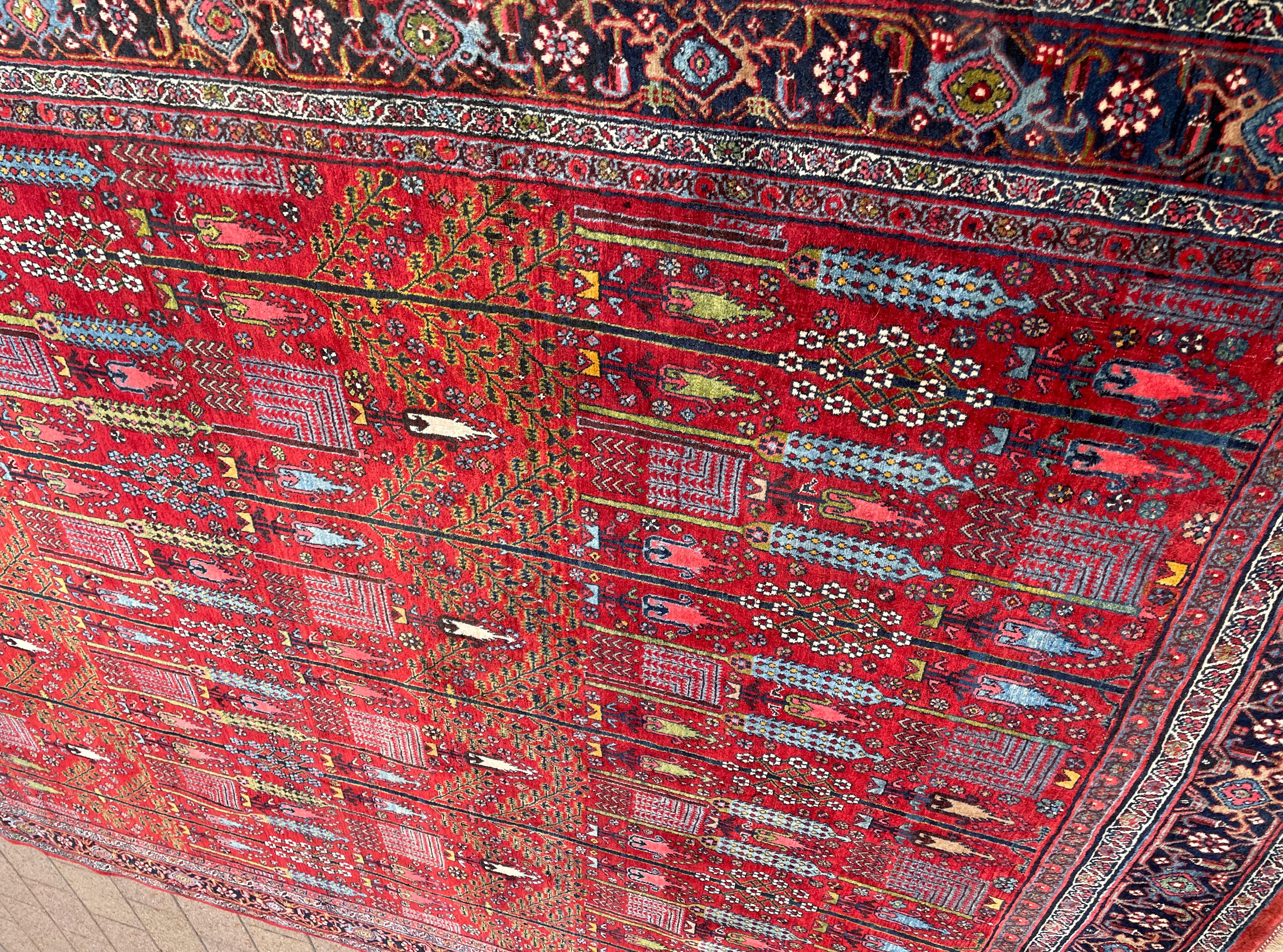 Antique Persian Bijar Halvayi Carpet, Forest Design For Sale 2