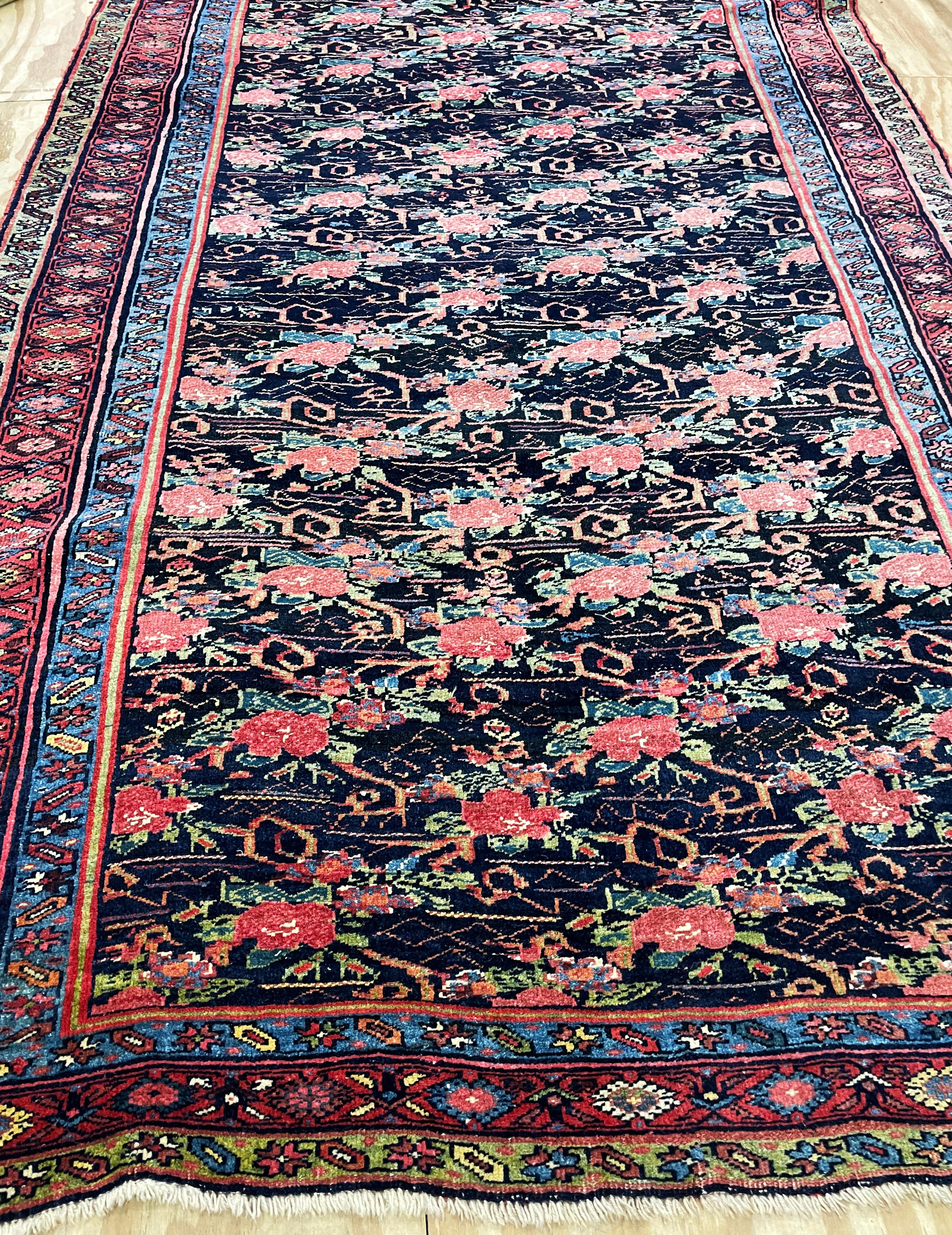 19th Century Antique Persian Bijar Halvayi Carpet, French Design For Sale