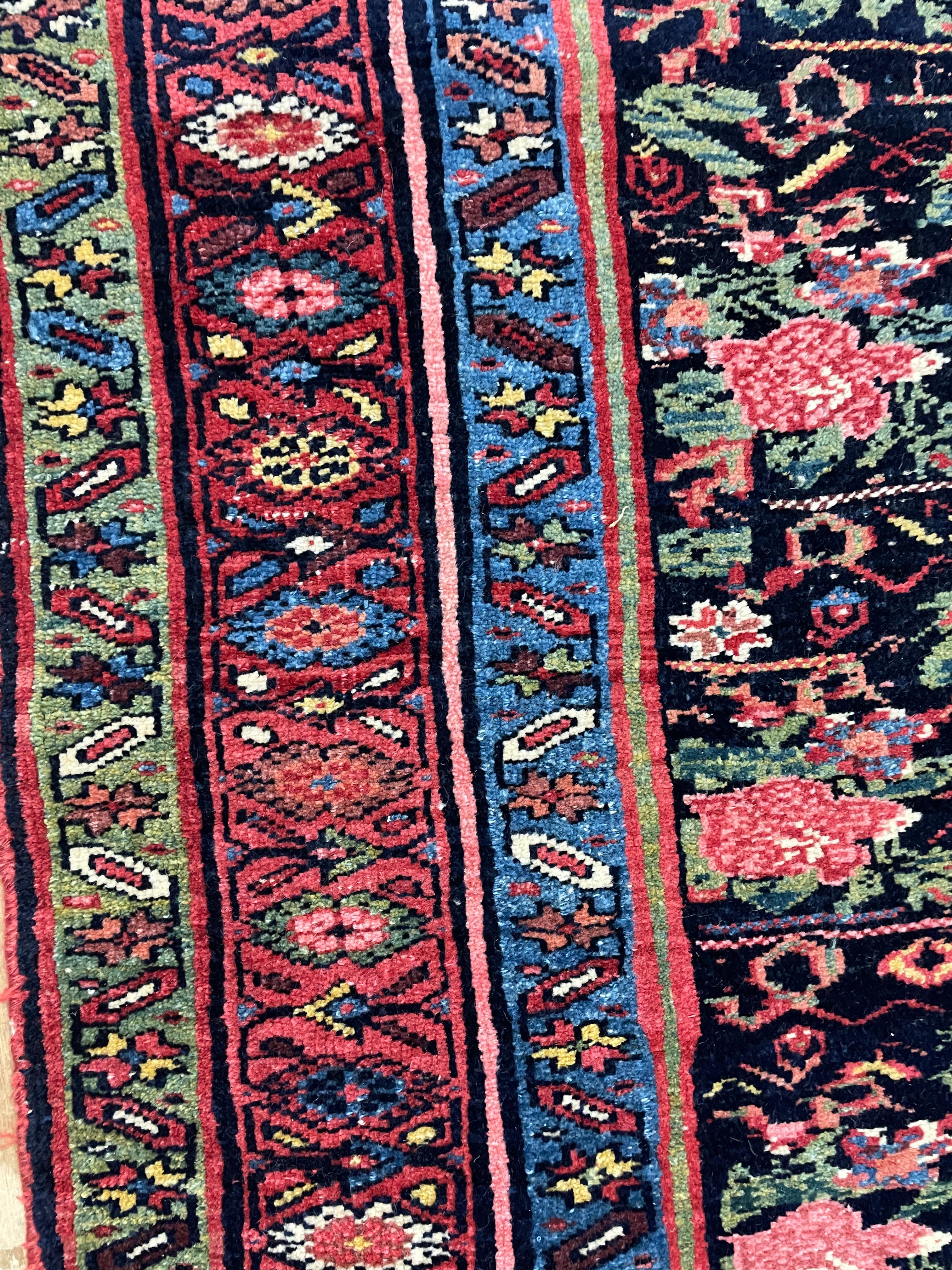 Wool Antique Persian Bijar Halvayi Carpet, French Design For Sale
