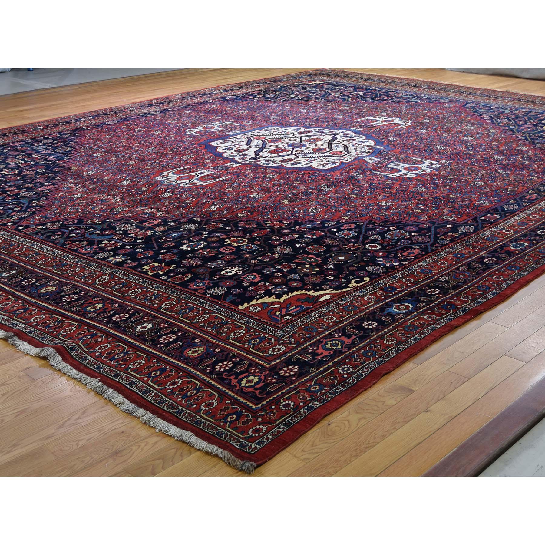 Hand-Knotted Antique Persian Bijar Pure Wool Exc Condition Wide Gallery Hand Knotted For Sale