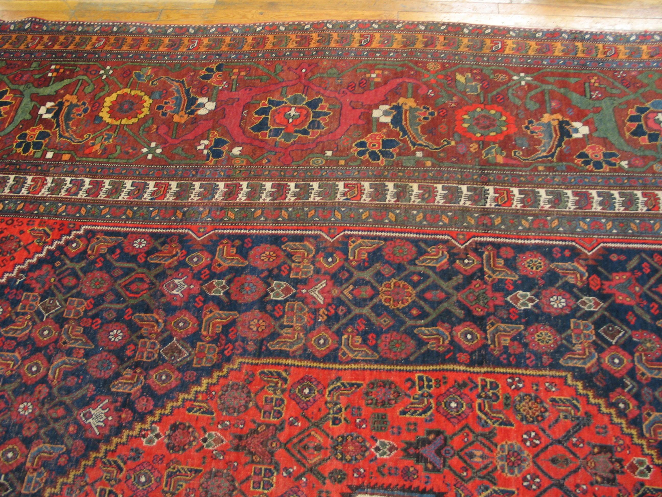 Wool Antique Persian Bijar Rug 11' 1''x 18' 4'' For Sale