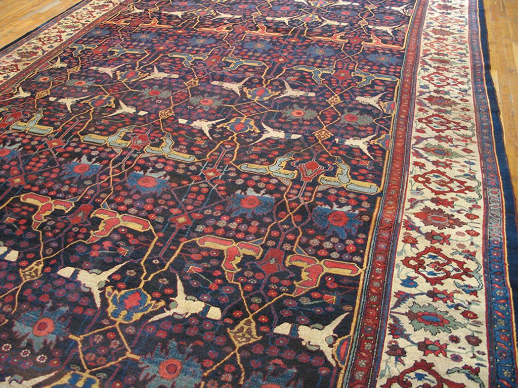 Hand-Knotted 19th Century W. Persian Bijar Garrus Carpet ( 11'3