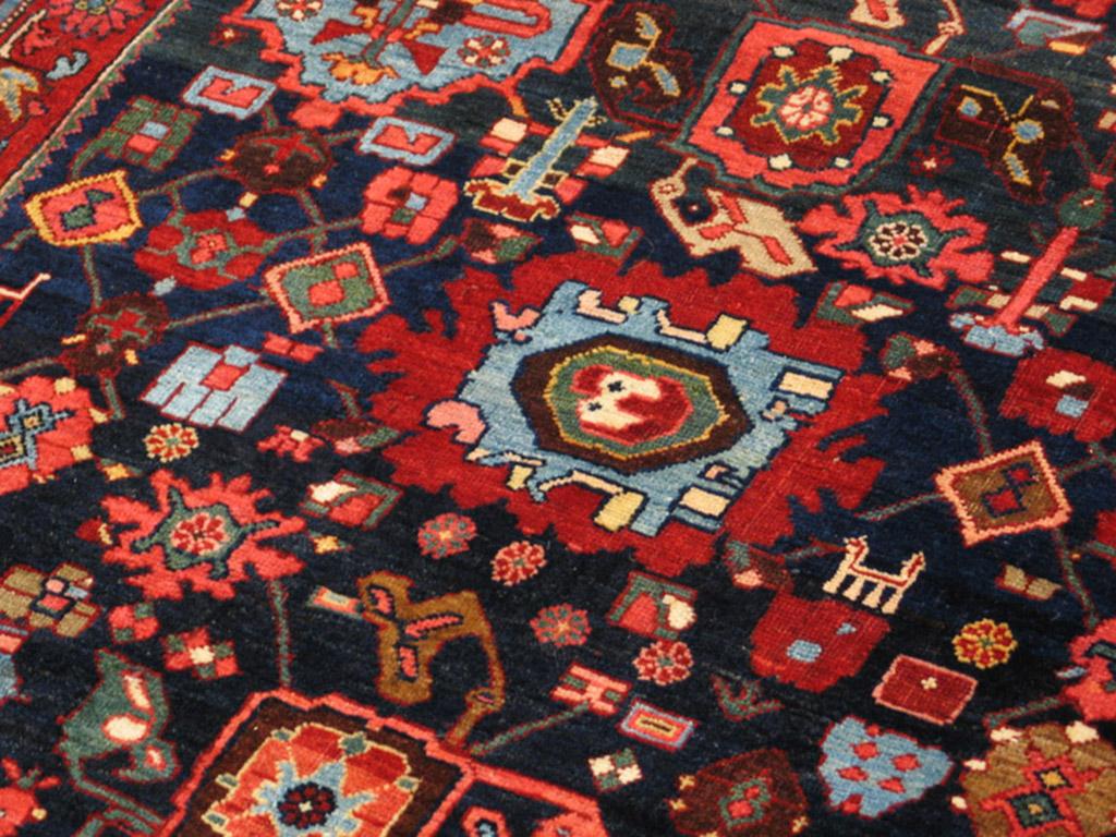 Early 20th Century Antique Persian Bijar Rug For Sale