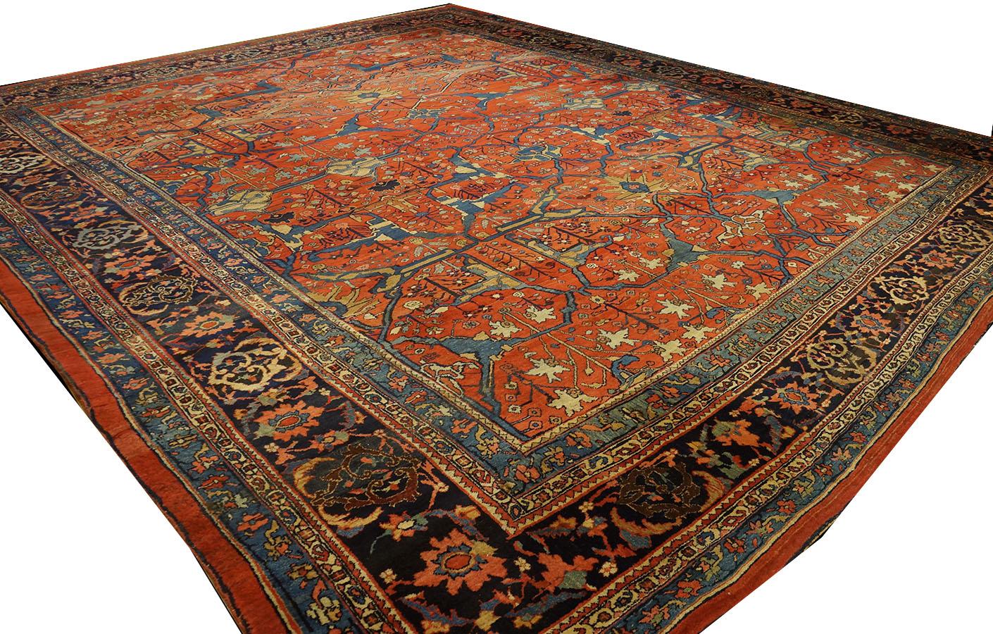 Hand-Knotted 19th Century Persian Bijar Garrus Carpet ( 13' x 15' 4'' - 395 x 465 cm) For Sale