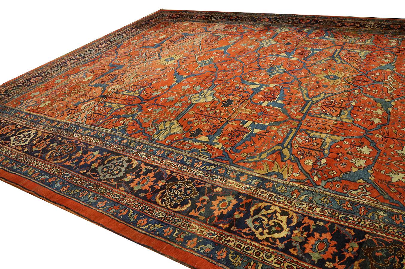 19th Century Persian Bijar Garrus Carpet ( 13' x 15' 4'' - 395 x 465 cm) In Good Condition For Sale In New York, NY