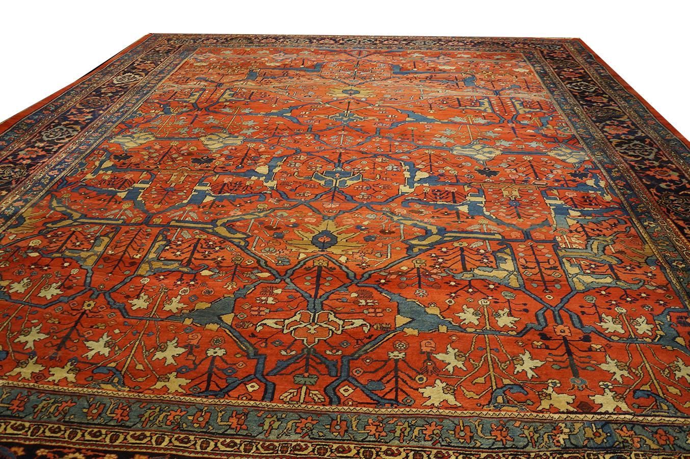 19th Century Persian Bijar Garrus Carpet ( 13' x 15' 4'' - 395 x 465 cm) For Sale 1