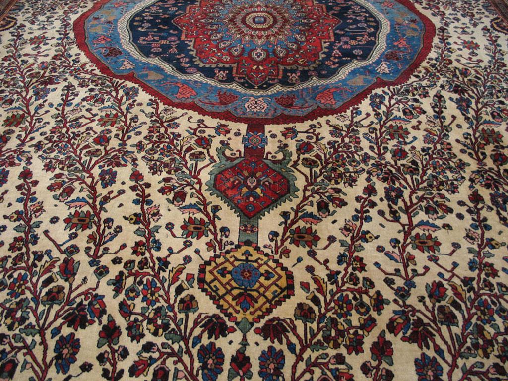 Hand-Knotted Antique Persian Bijar Rug For Sale