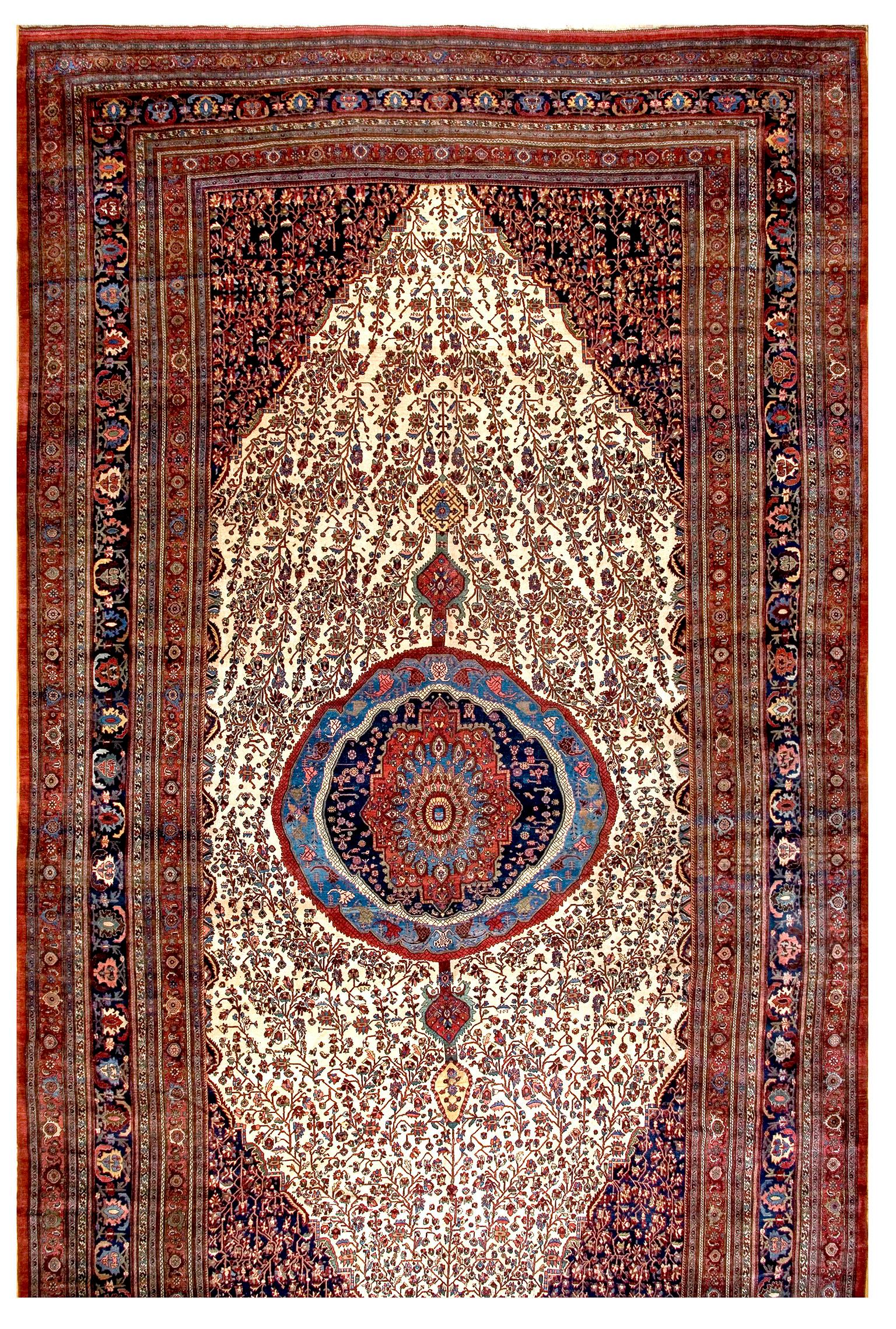 Wool Antique Persian Bijar Rug For Sale