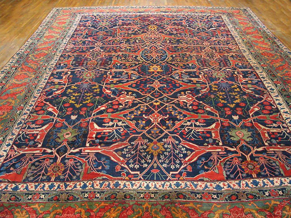 Hand-Knotted 19th Century Persian Garrus Bijar Carpet ( 14'9
