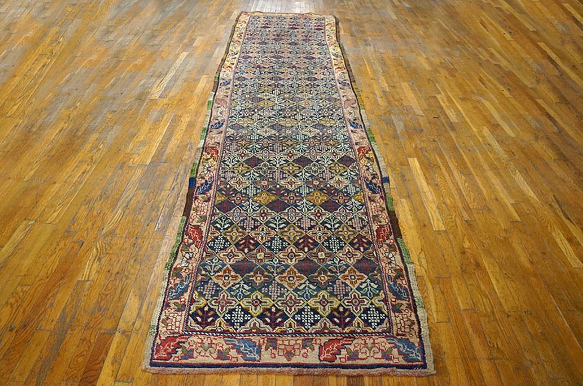 Hand-Knotted 19th Century W. Persian Bijar Carpet ( 3'3