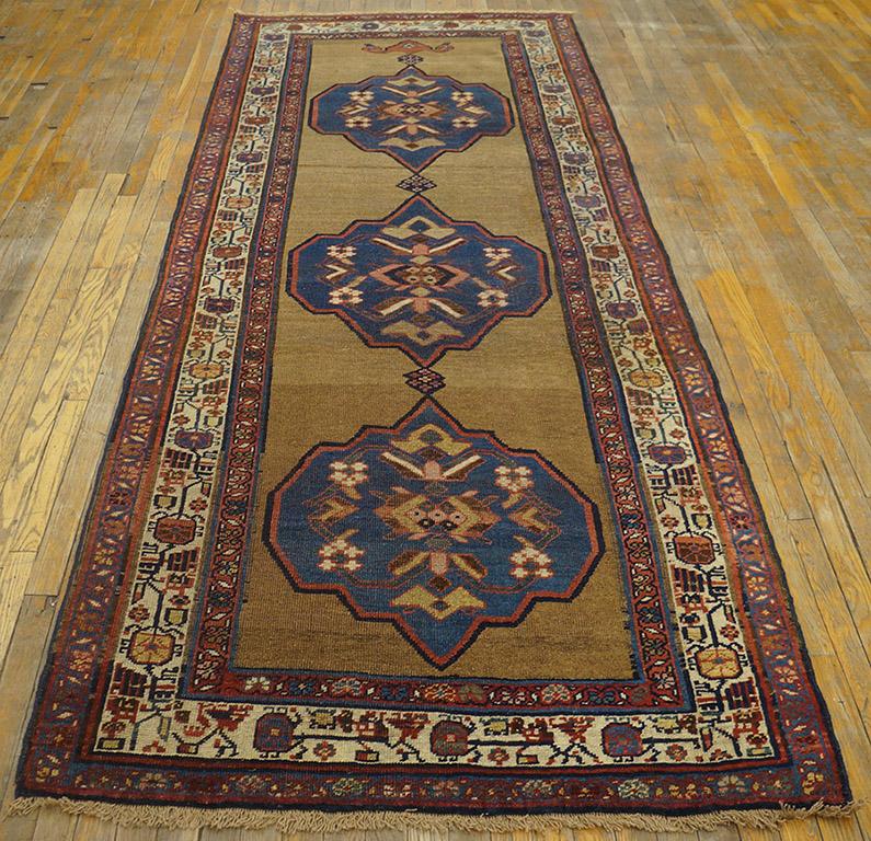 Hand-Knotted Late 19th Century Persian Bijar Carpet ( 4' x 10' 4