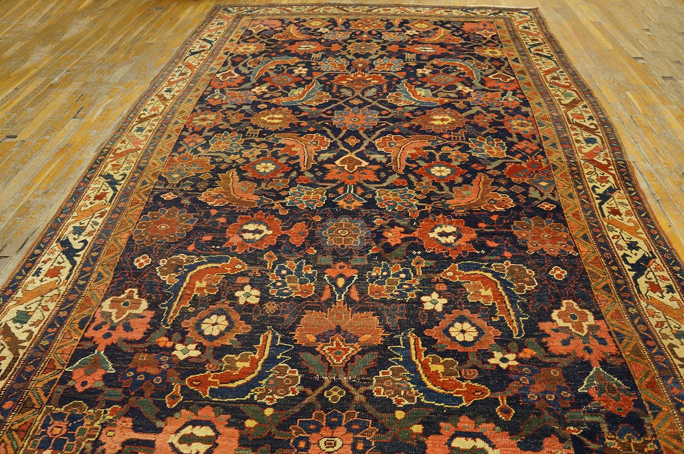 Wool 19th Century Persian Bijar Carpet ( 6'9