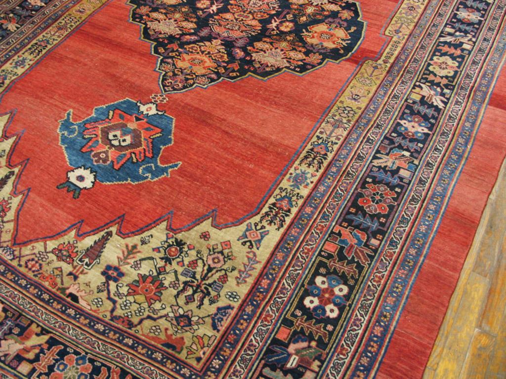 Hand-Knotted Late 19th Century Persian Bijar Carpet ( 7'10