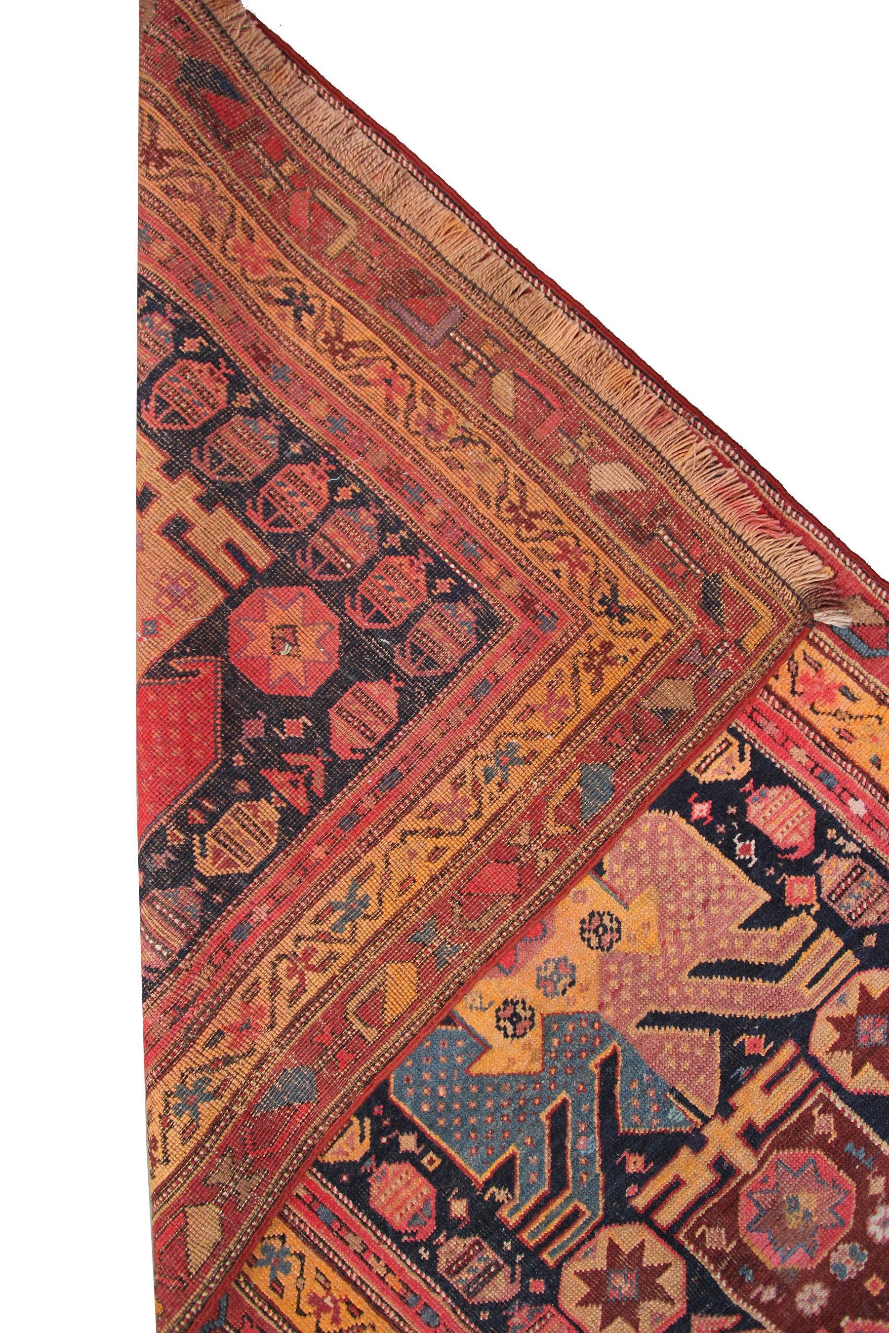 Antique Persian Bijar Rug Antique Persian Runner Geometric Wool Foundation For Sale 5