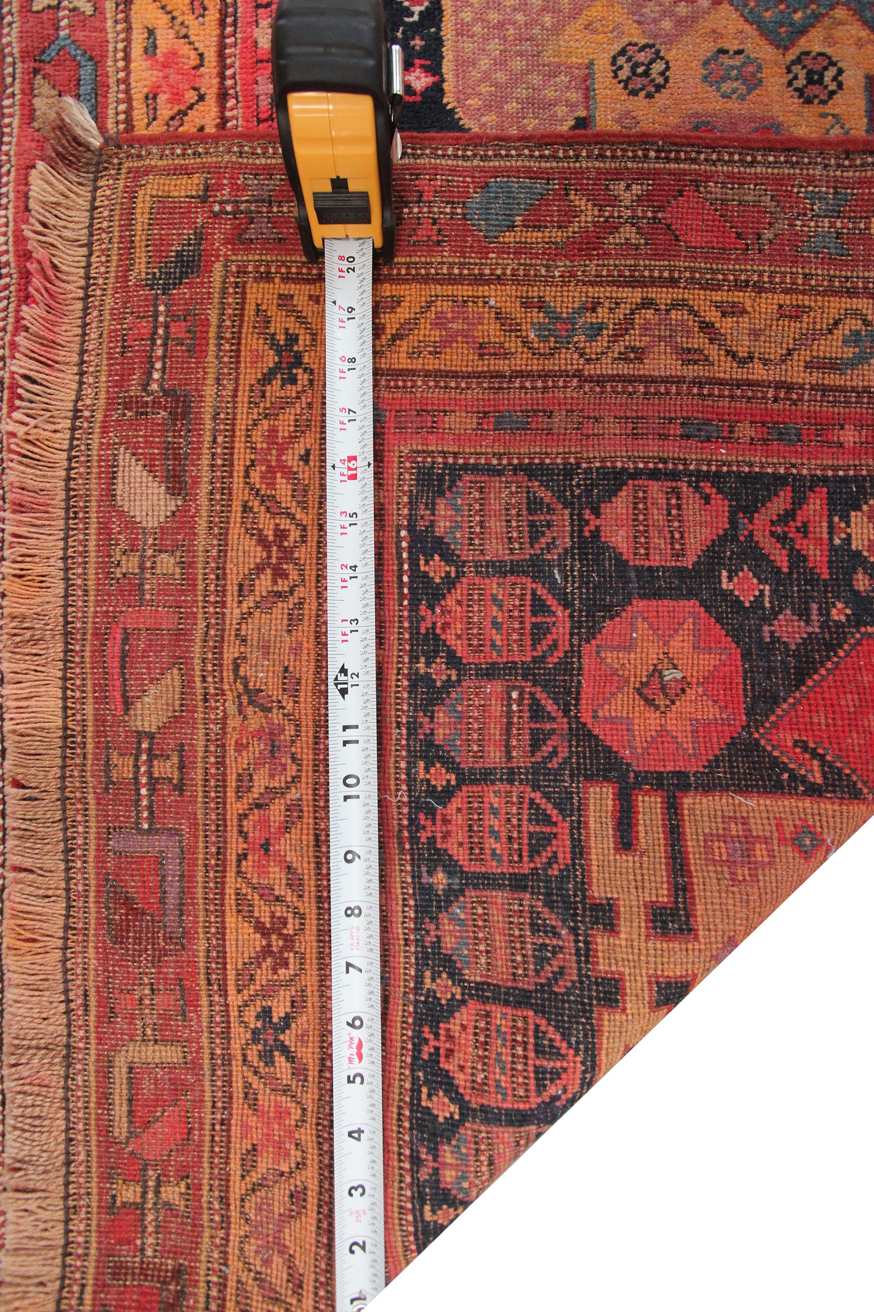 Antique Persian Bijar Rug Antique Persian Runner Geometric Wool Foundation For Sale 6