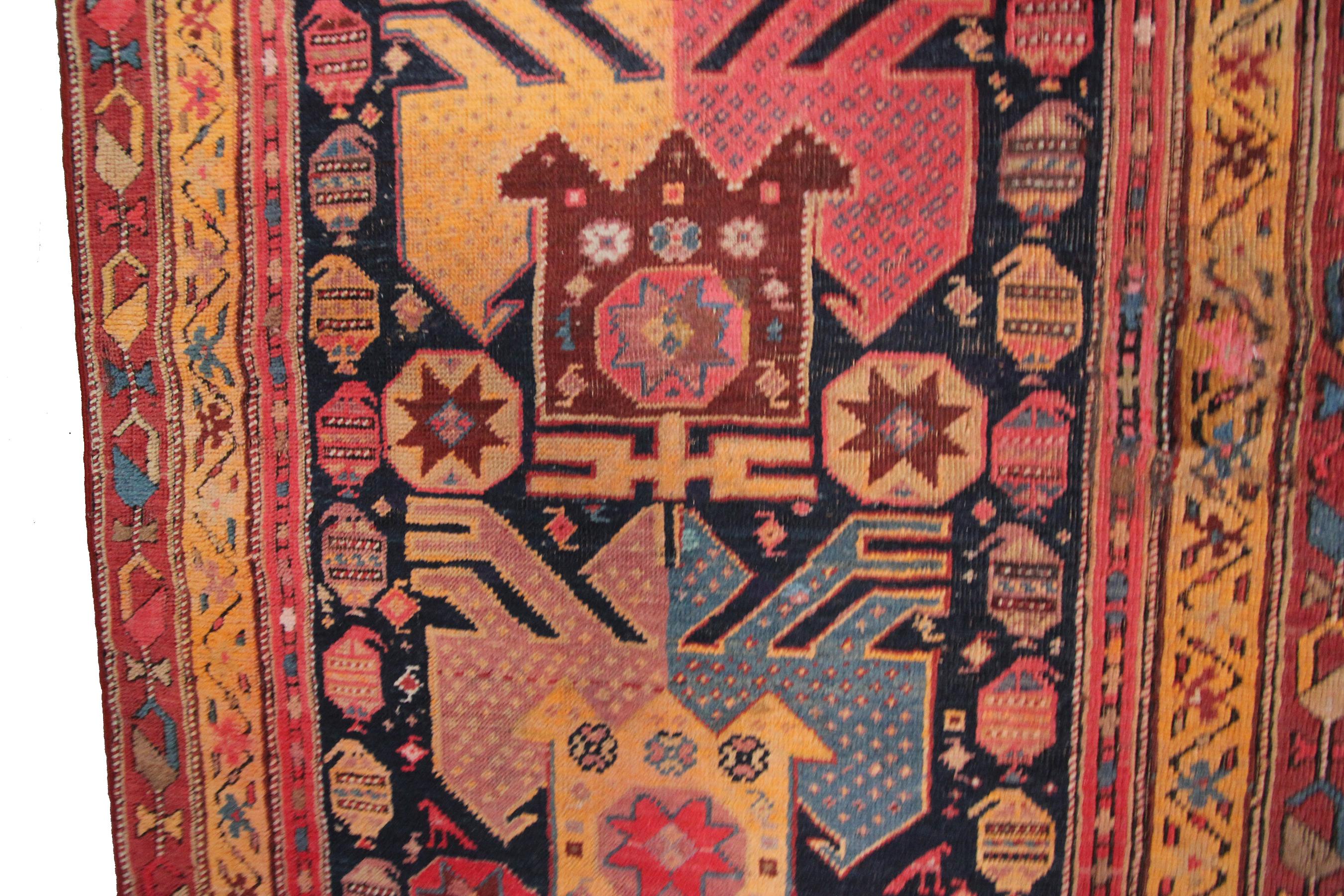 Antique Persian Bijar Rug Antique Persian Runner Geometric Wool Foundation For Sale 3