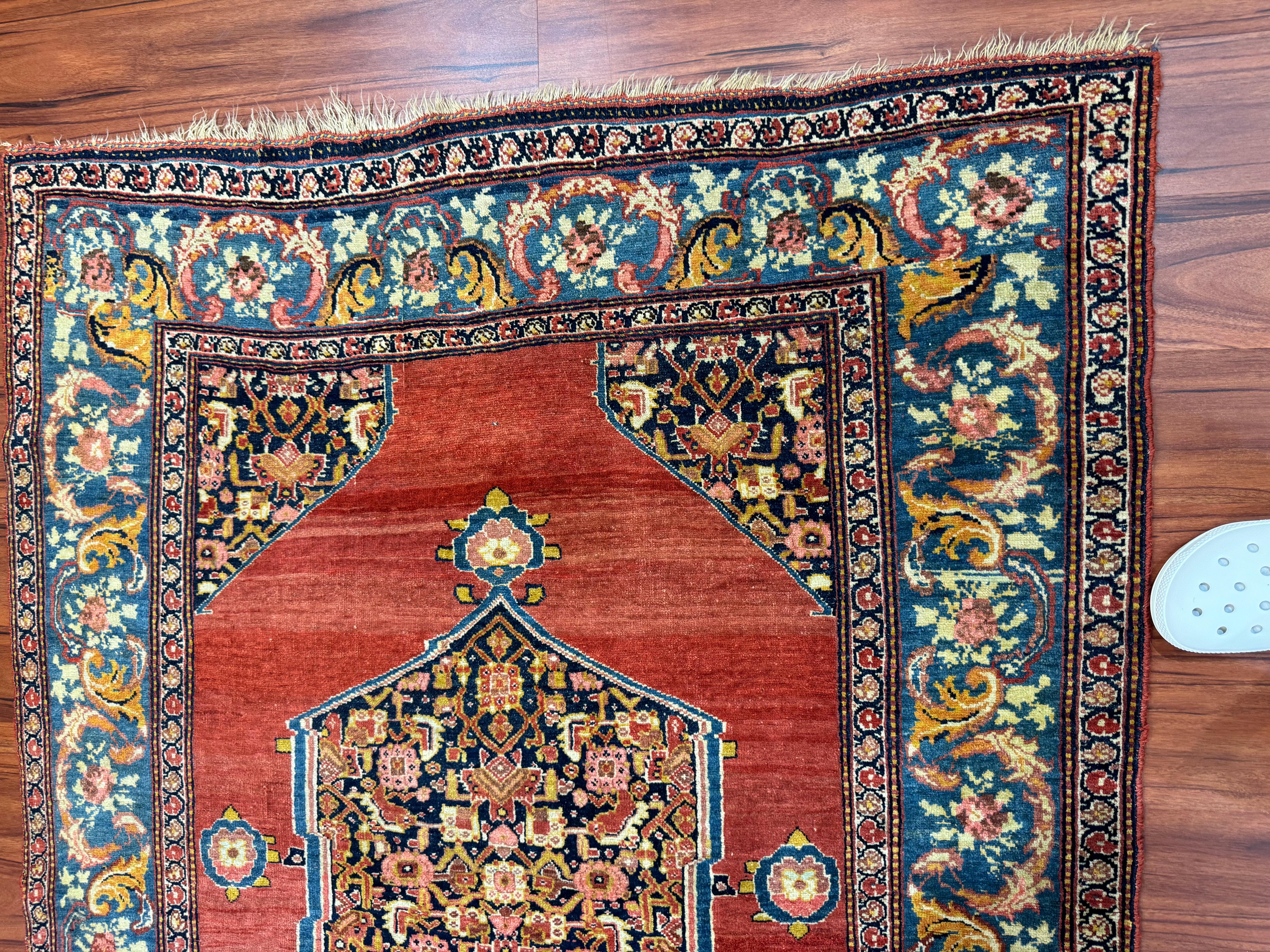 Hand-Woven Antique Persian Bijar Rug For Sale
