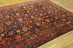 1900s Navy Harshang Tribal Antique W. Persian Bijar Carpet 11'8"x14'2" Wool Rug