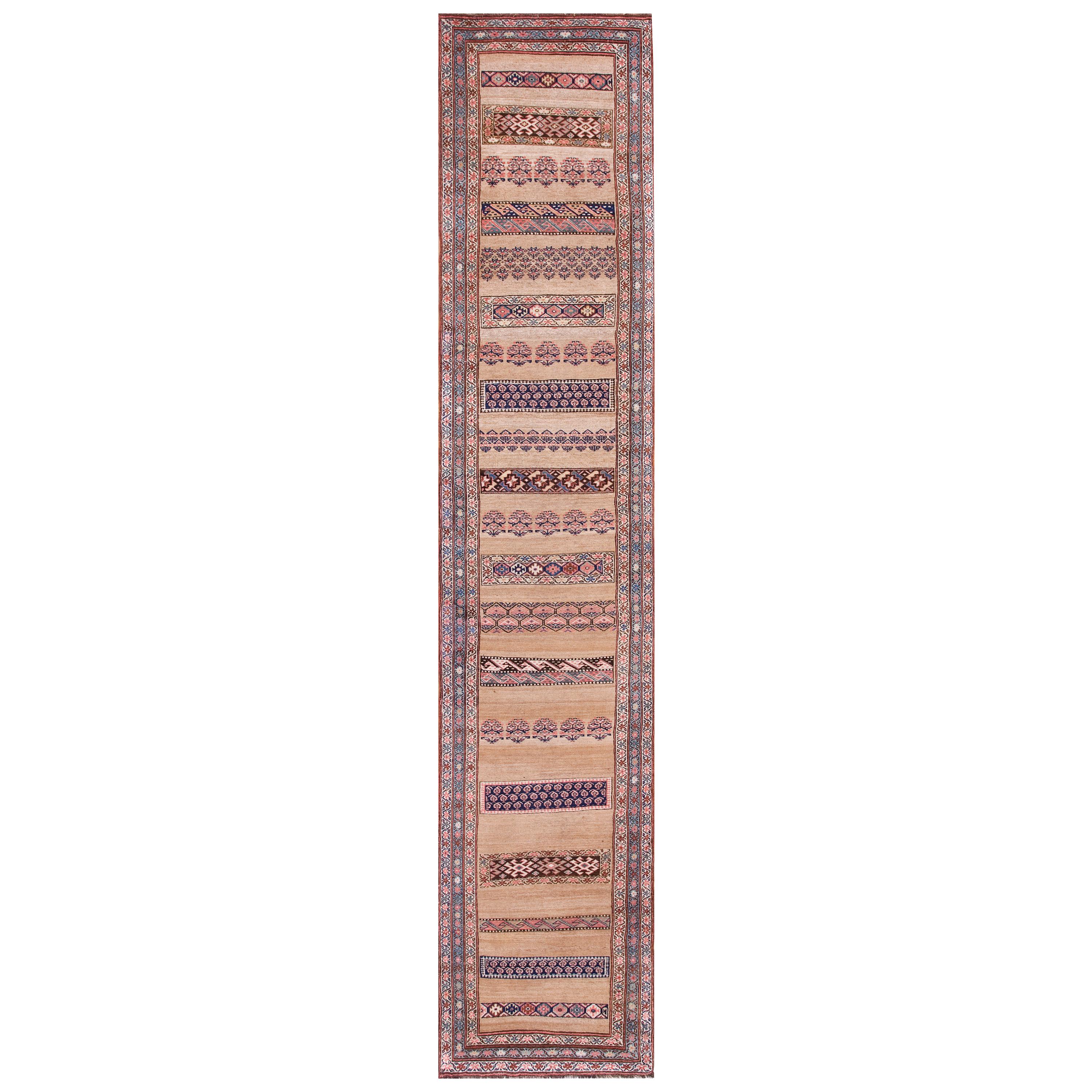 19th Century W. Persian Bijar Carpet ( 3'4" x 17' - 102 x 518 ) For Sale
