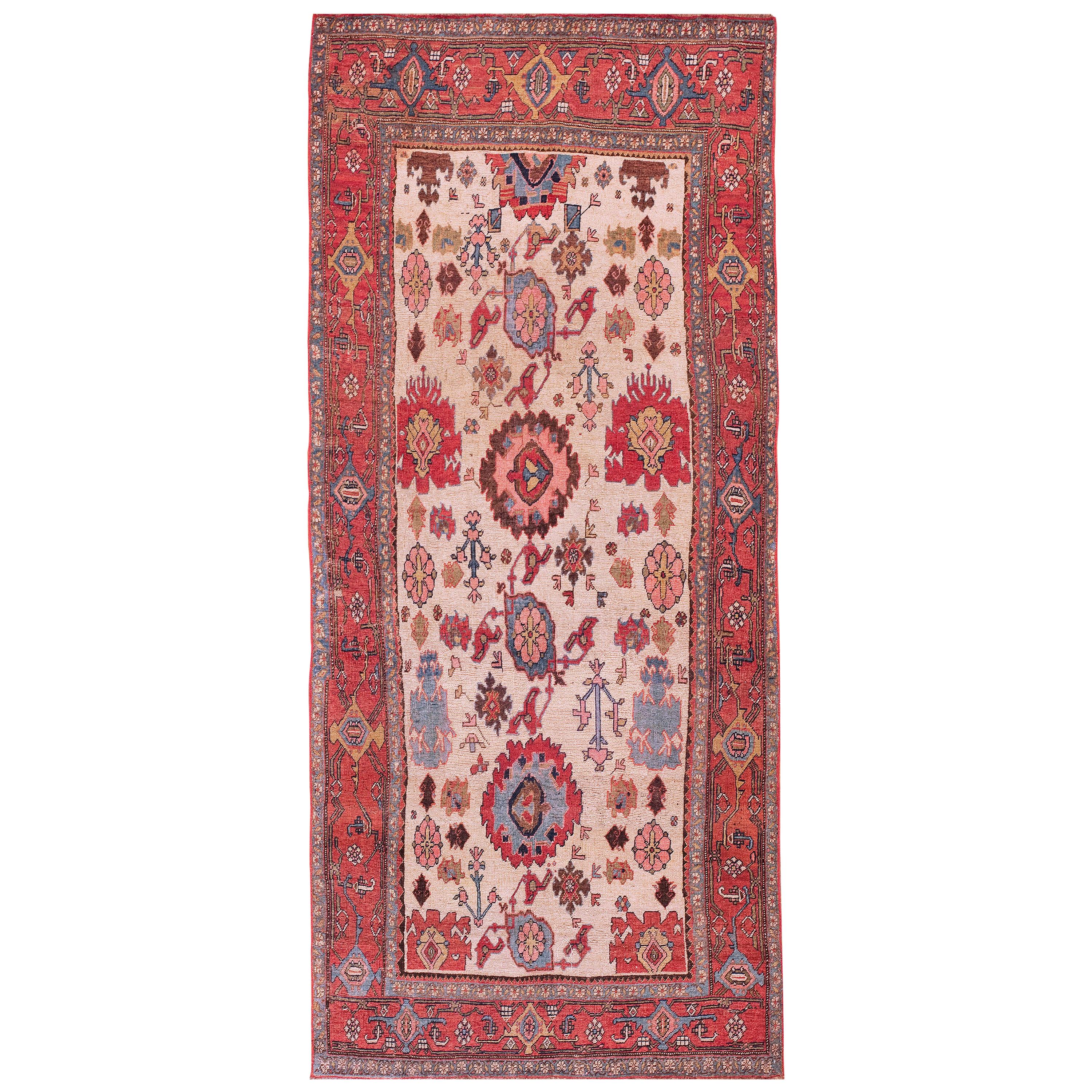 19th Century W. Persian Bijar Carpet With Harshang Pattern (4'4" x 9'-132 x 274)