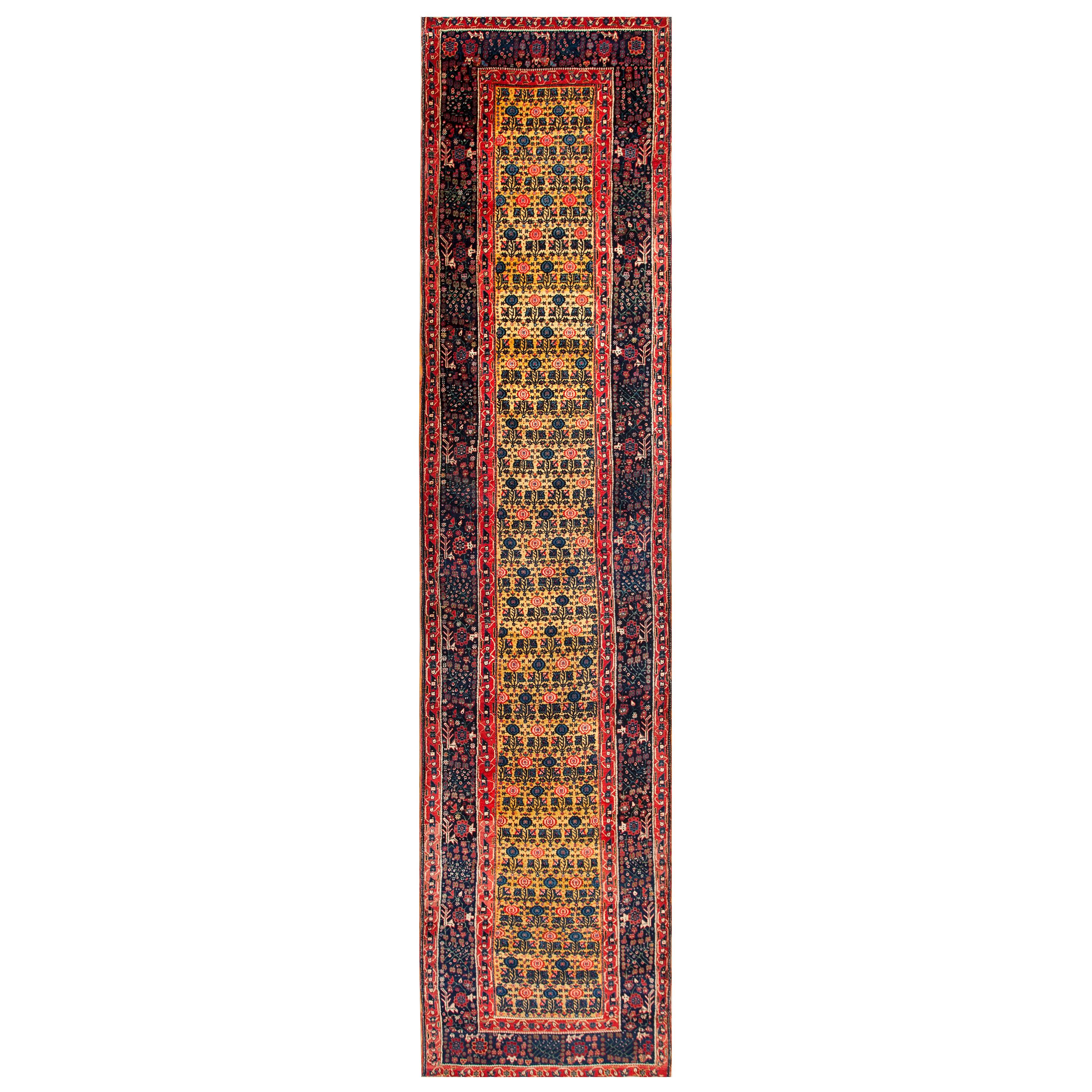 Antique Persian Bijar Rug 3' 8" x 16' 0" For Sale