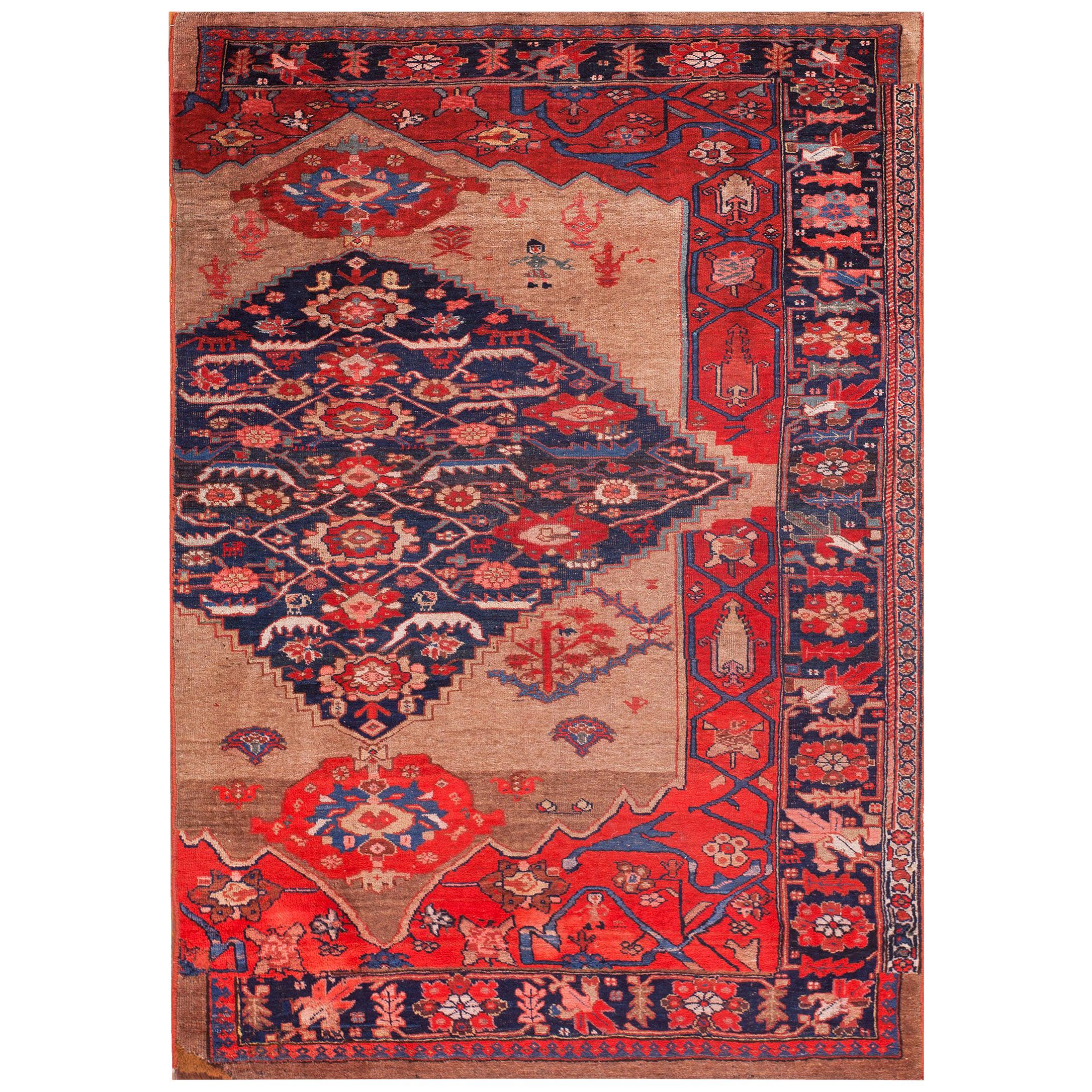 Antique Persian Bijar Rug 4' 6" x 6' 9" 