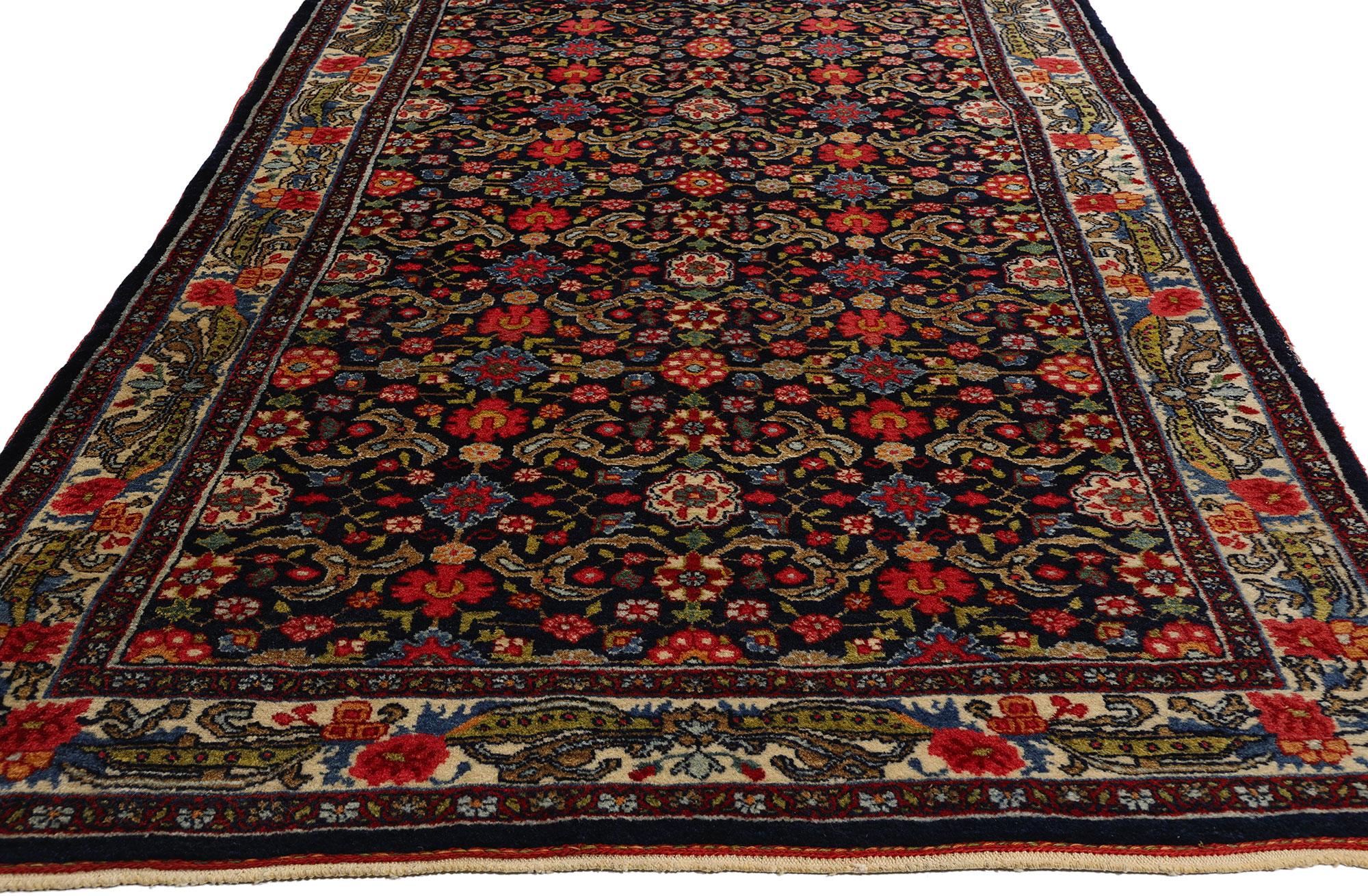Hand-Knotted Antique Persian Bijar Rug with Allover Mina Khani For Sale