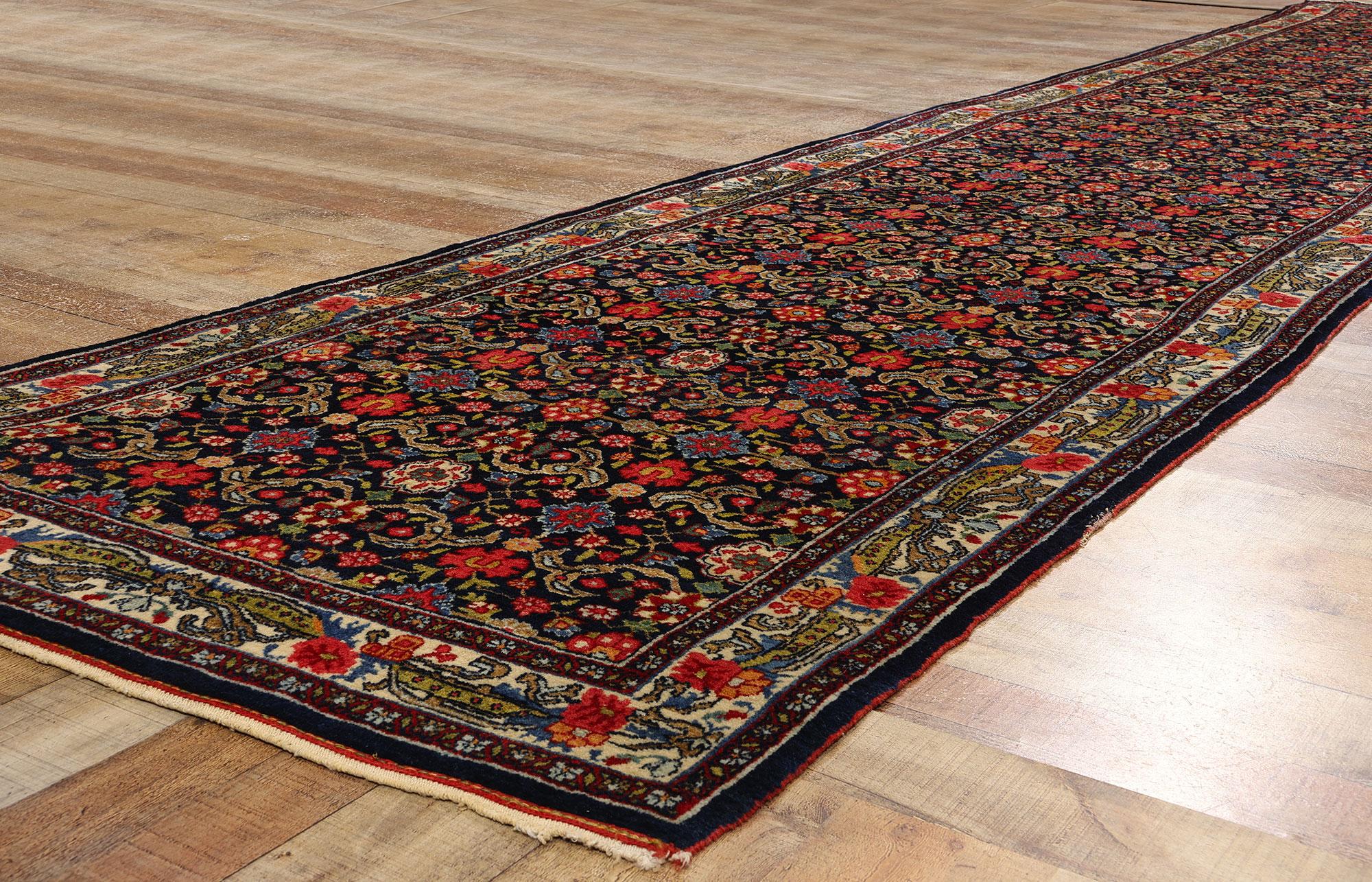 Wool Antique Persian Bijar Rug with Allover Mina Khani For Sale