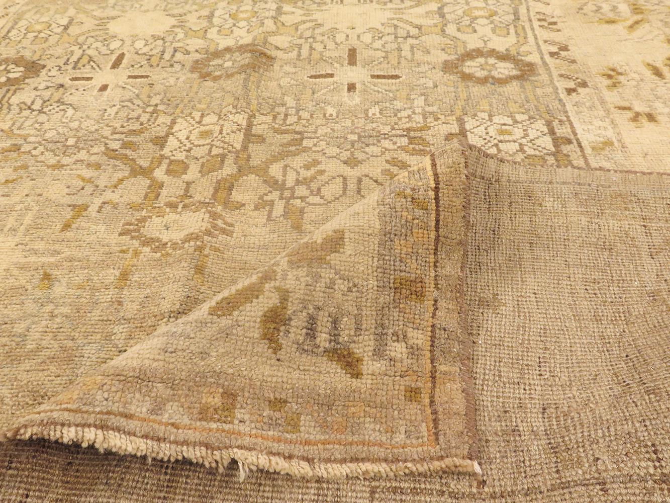 Hand-Woven Antique Persian Bijar Rug with Brown & Beige Floral Details For Sale