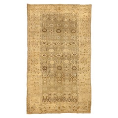Used Persian Bijar Rug with Brown & Beige Floral Details