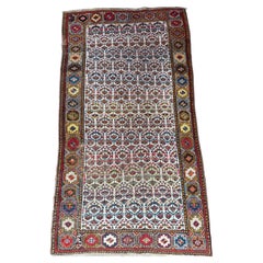 Antique Persian Bijar Rug With Intricate Floral Motifs Handwoven Wool