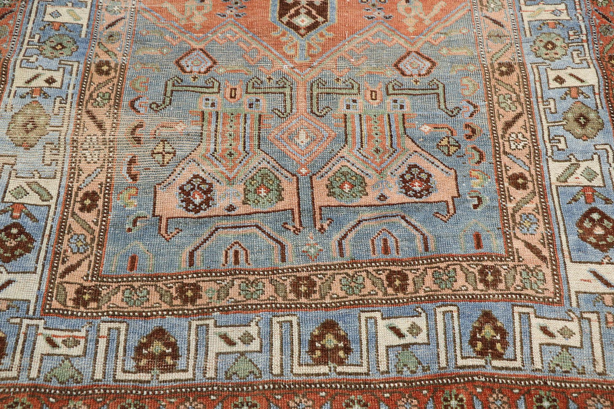 Antique Persian Bijar Rug with Modern Rustic Tribal Style In Distressed Condition In Dallas, TX