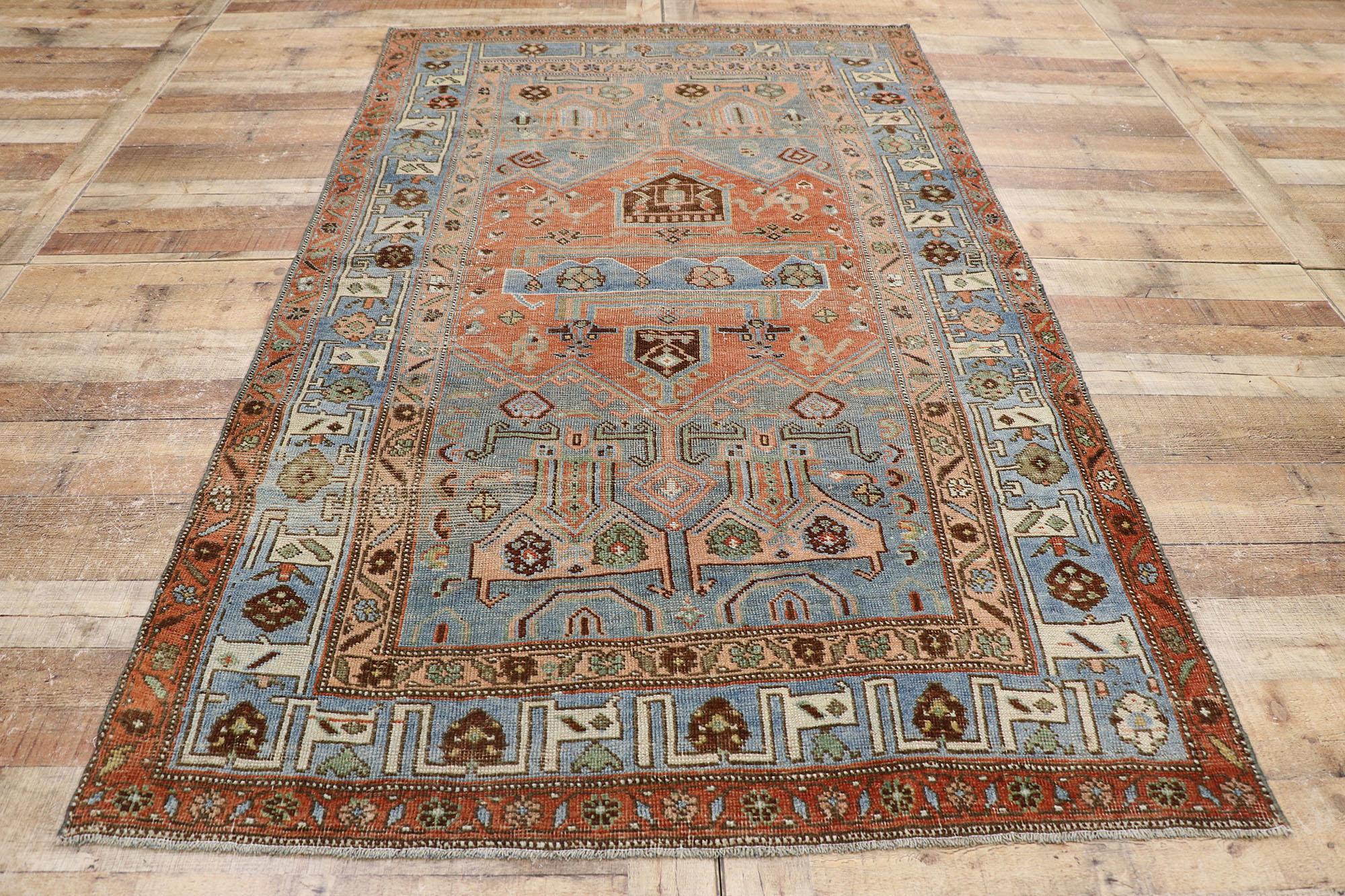 Antique Persian Bijar Rug with Modern Rustic Tribal Style 1