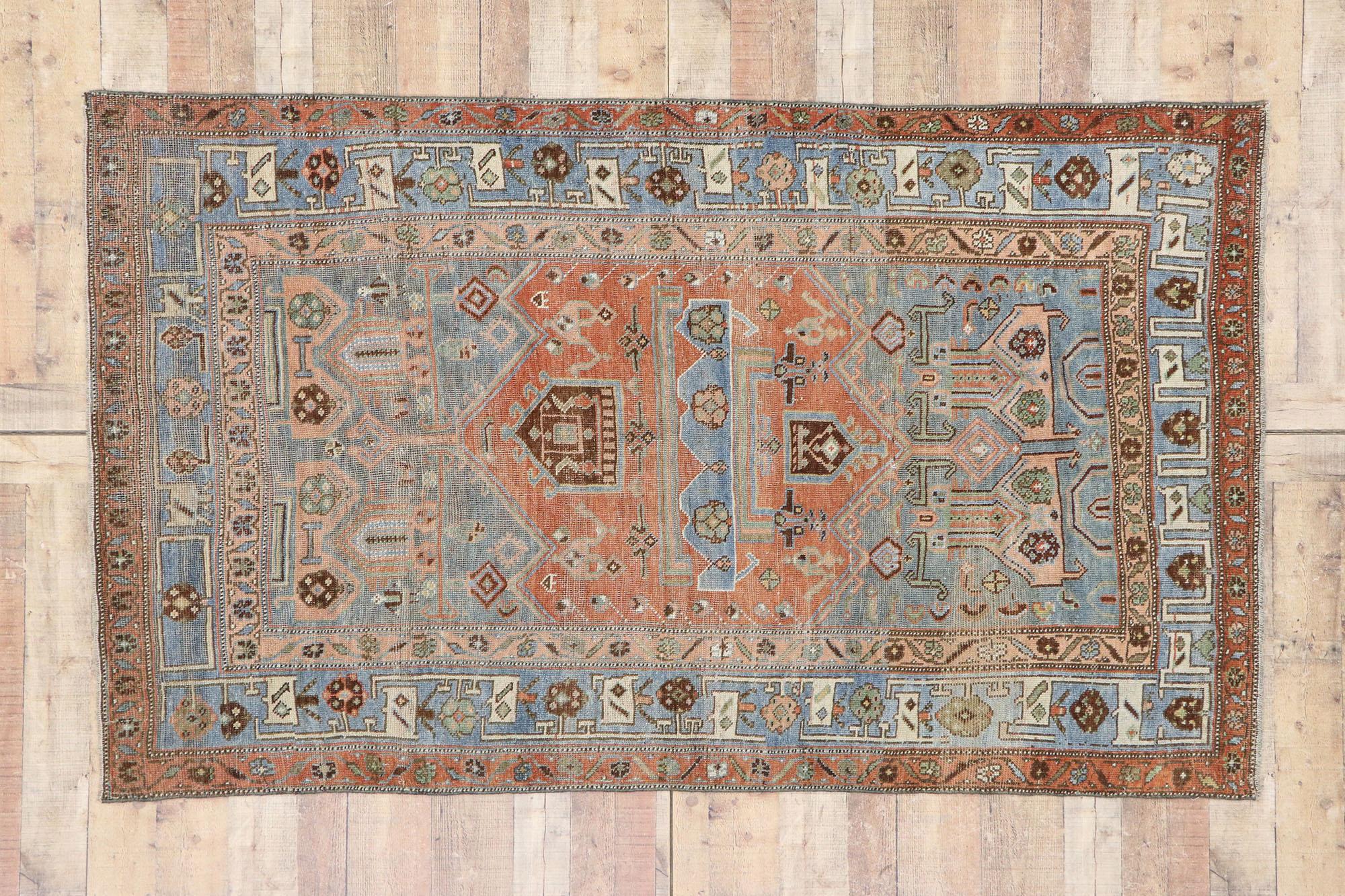 Antique Persian Bijar Rug with Modern Rustic Tribal Style 2