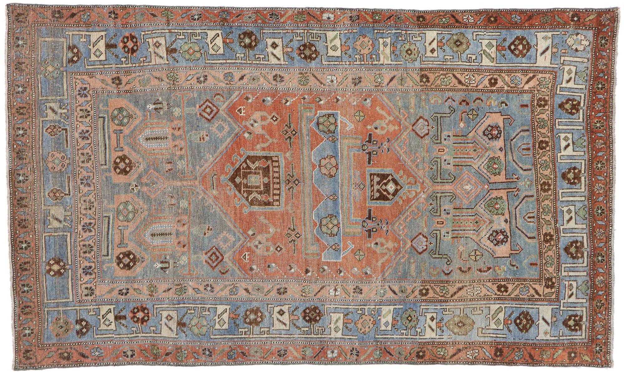 Antique Persian Bijar Rug with Modern Rustic Tribal Style 3