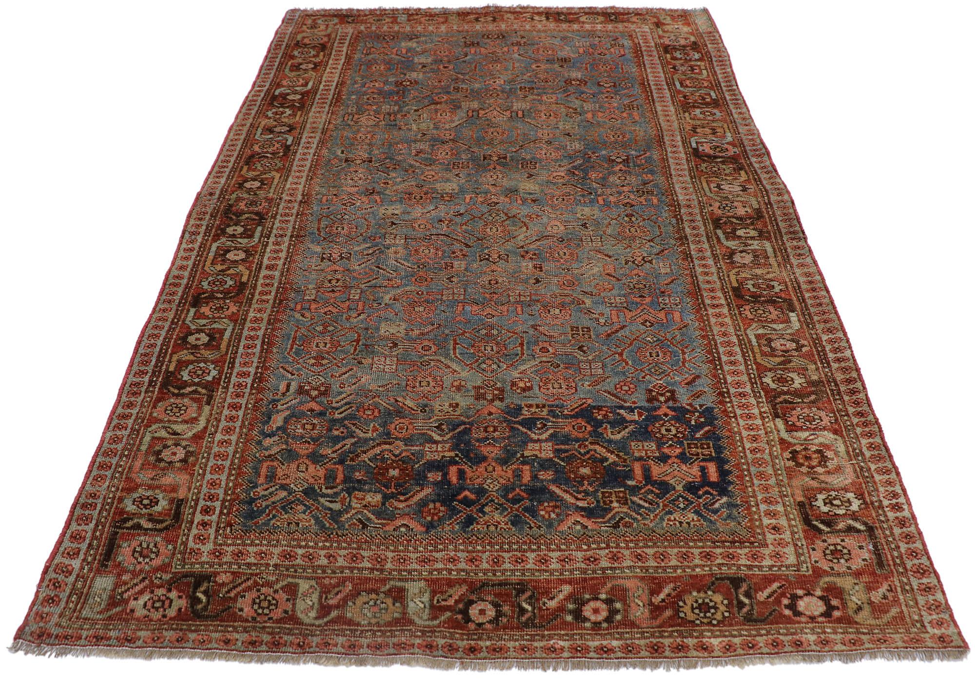 Malayer Antique Persian Bijar Rug with Modern Style For Sale