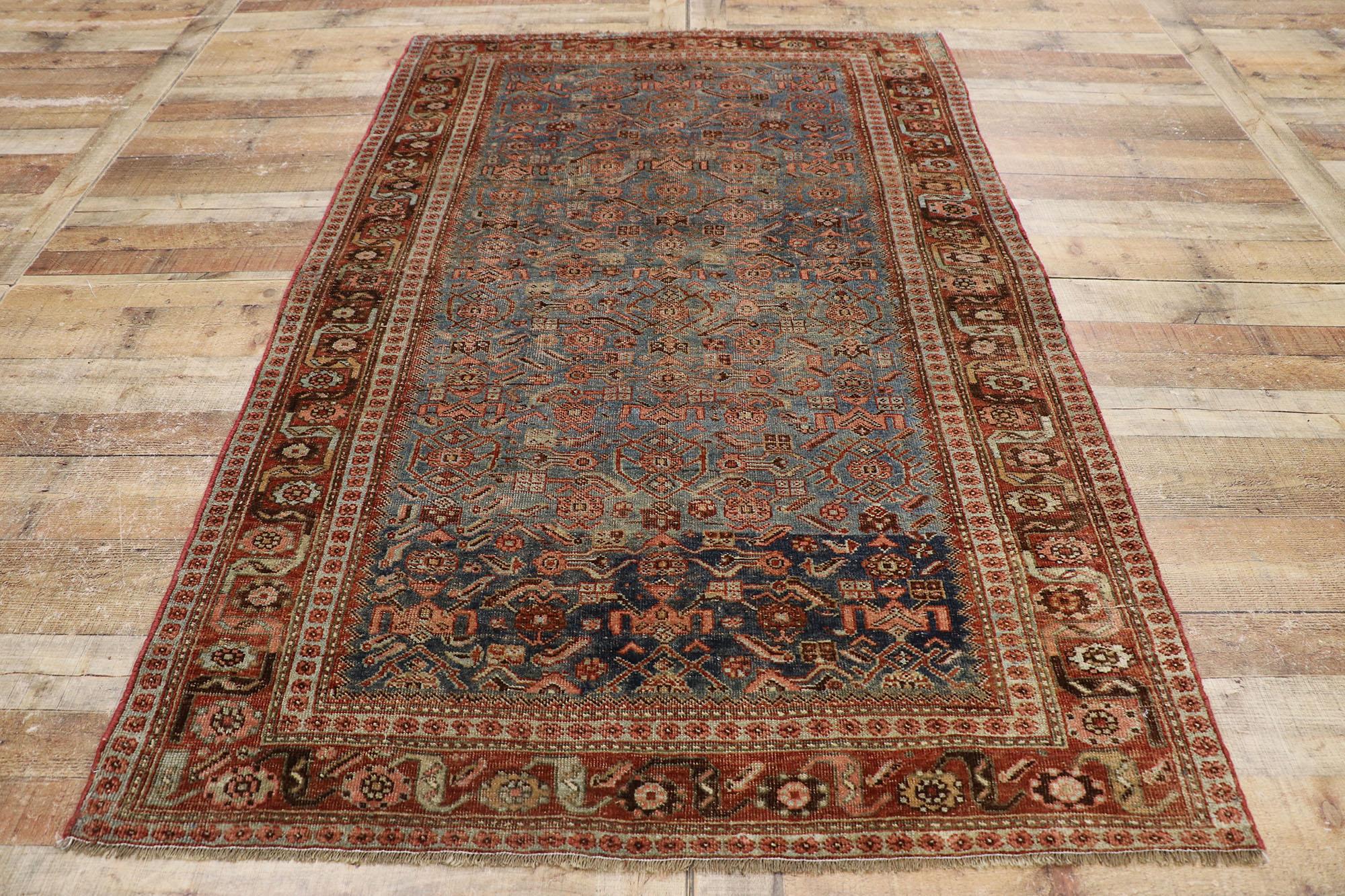 Wool Antique Persian Bijar Rug with Modern Style For Sale