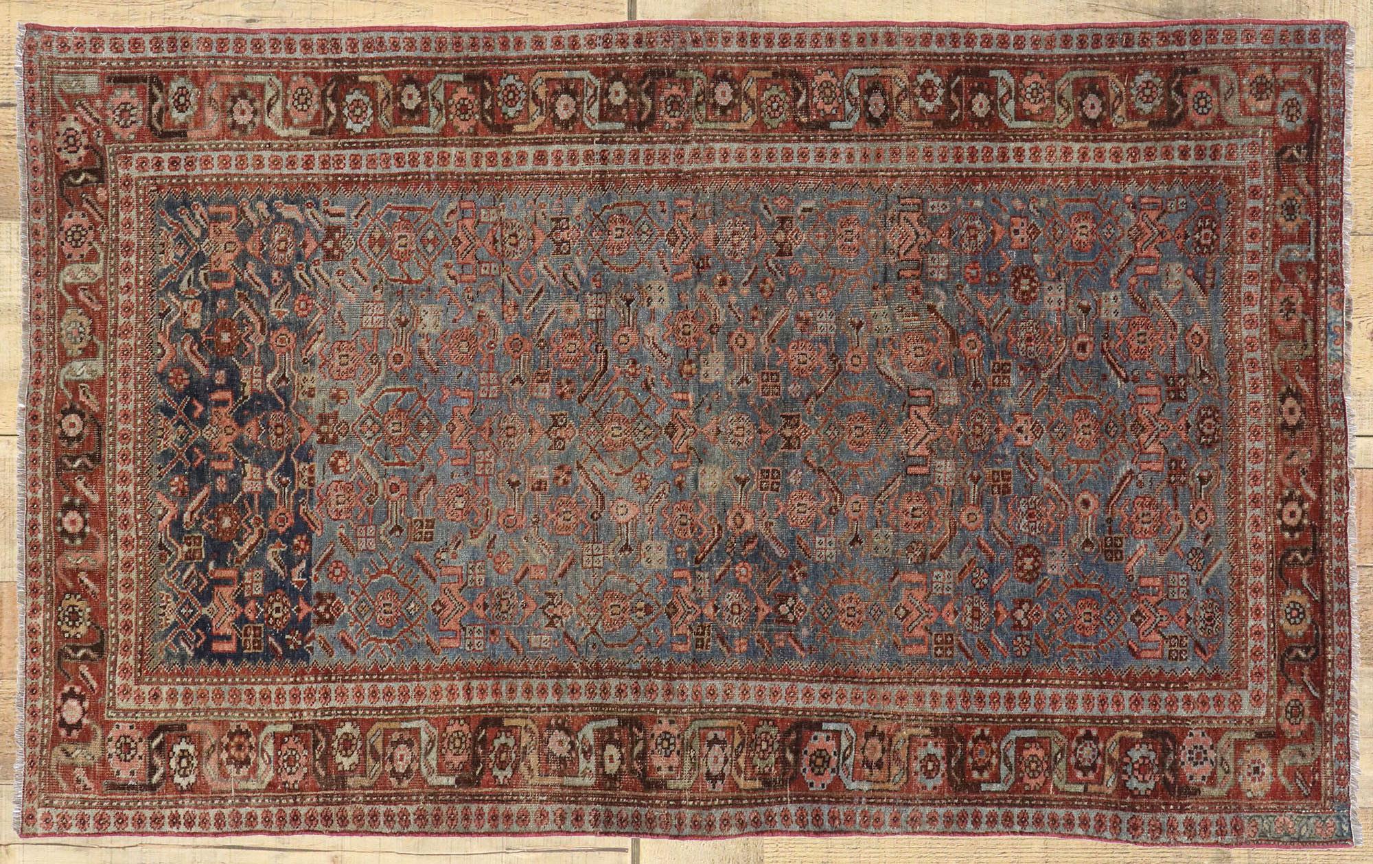 Antique Persian Bijar Rug with Modern Style For Sale 1